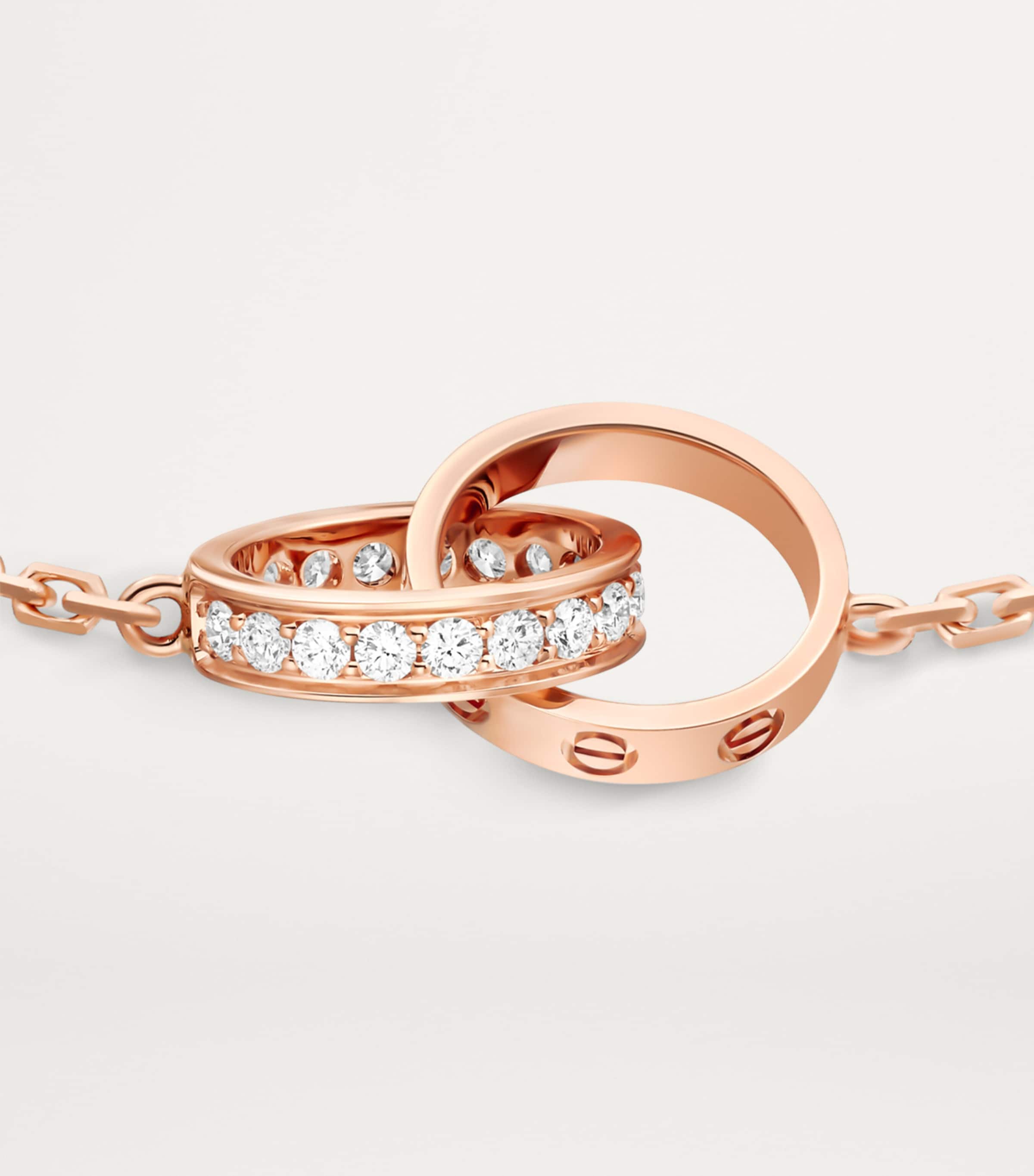 Rose Gold and Diamond LOVE Chain Bracelet ROSE GOLD Image 6