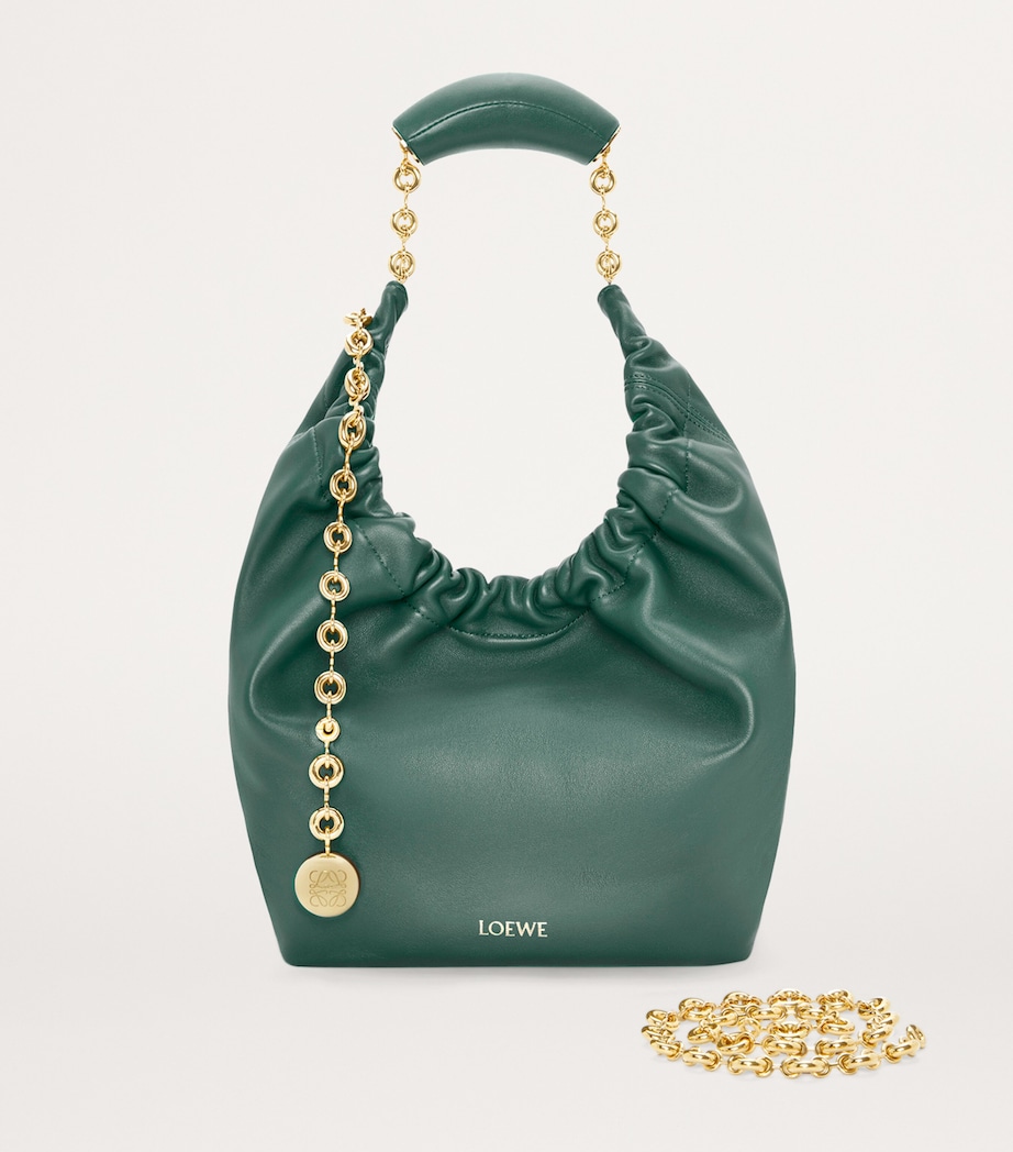 Small Leather Squeeze Top-Handle Bag VETIVER Image 2