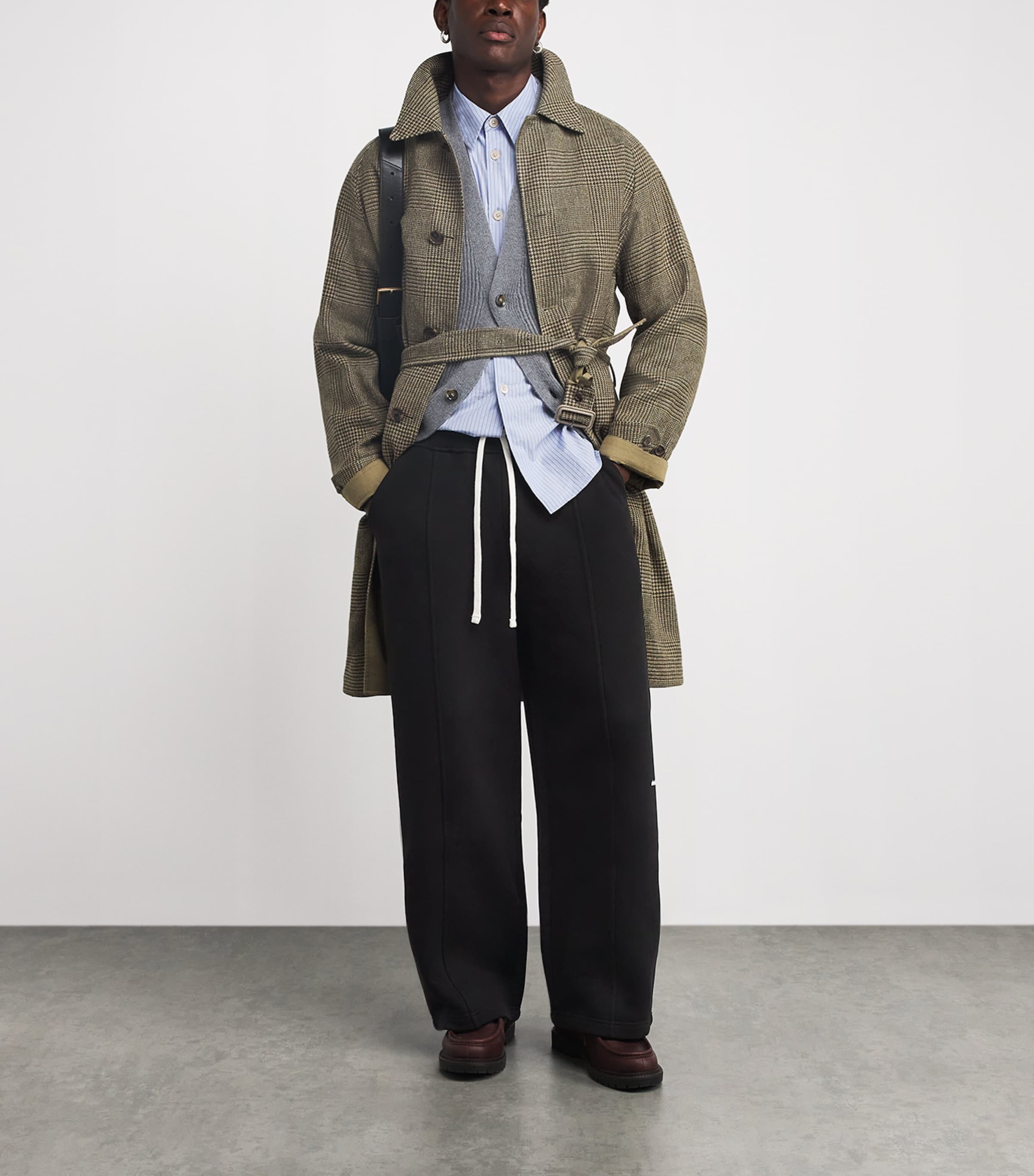 about:blank Mens Cotton Logo Wide-Leg Sweatpants Black Image 2