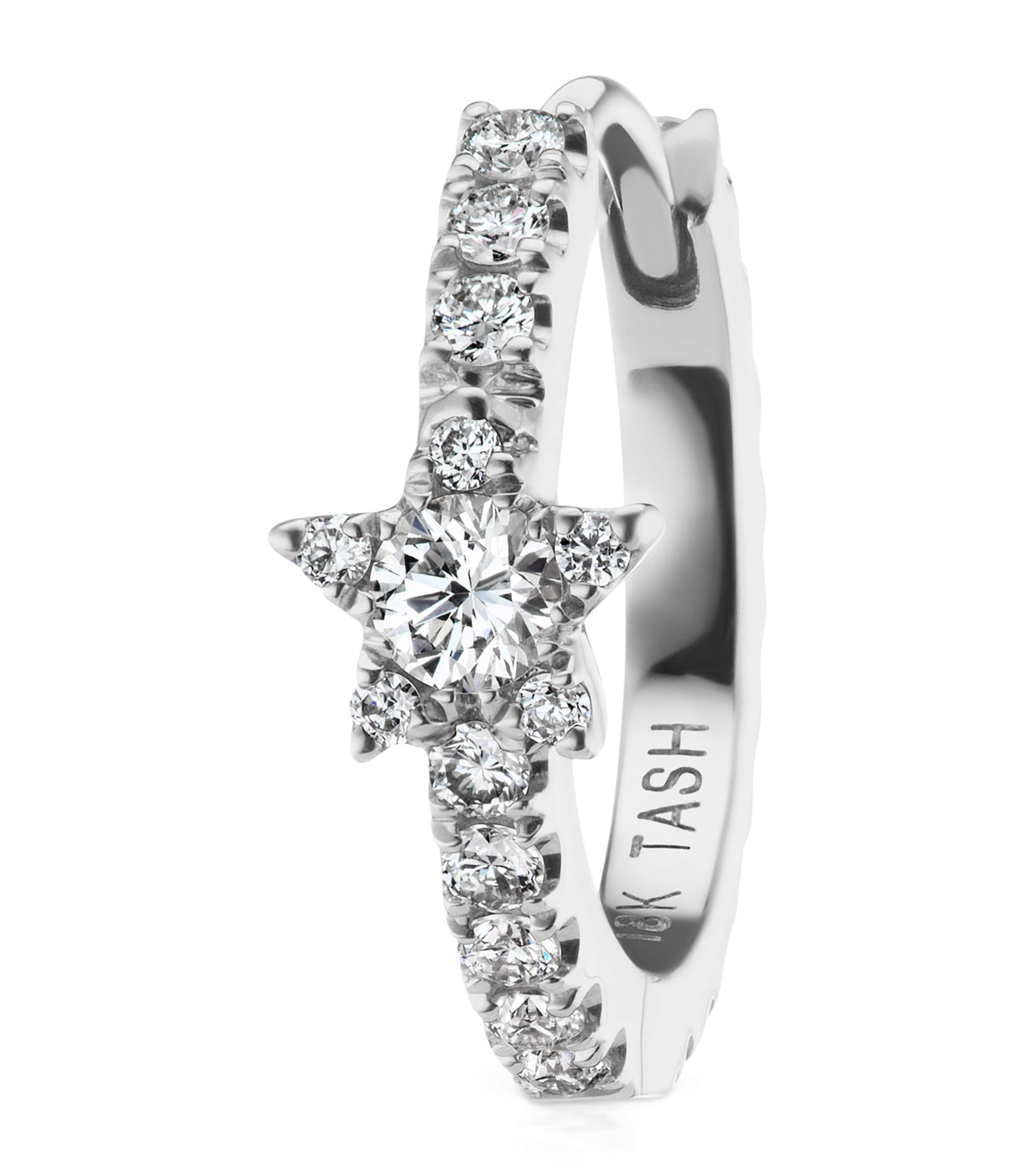 Maria Tash White Gold Diamond Star Eternity Hoop Earring In Metallic