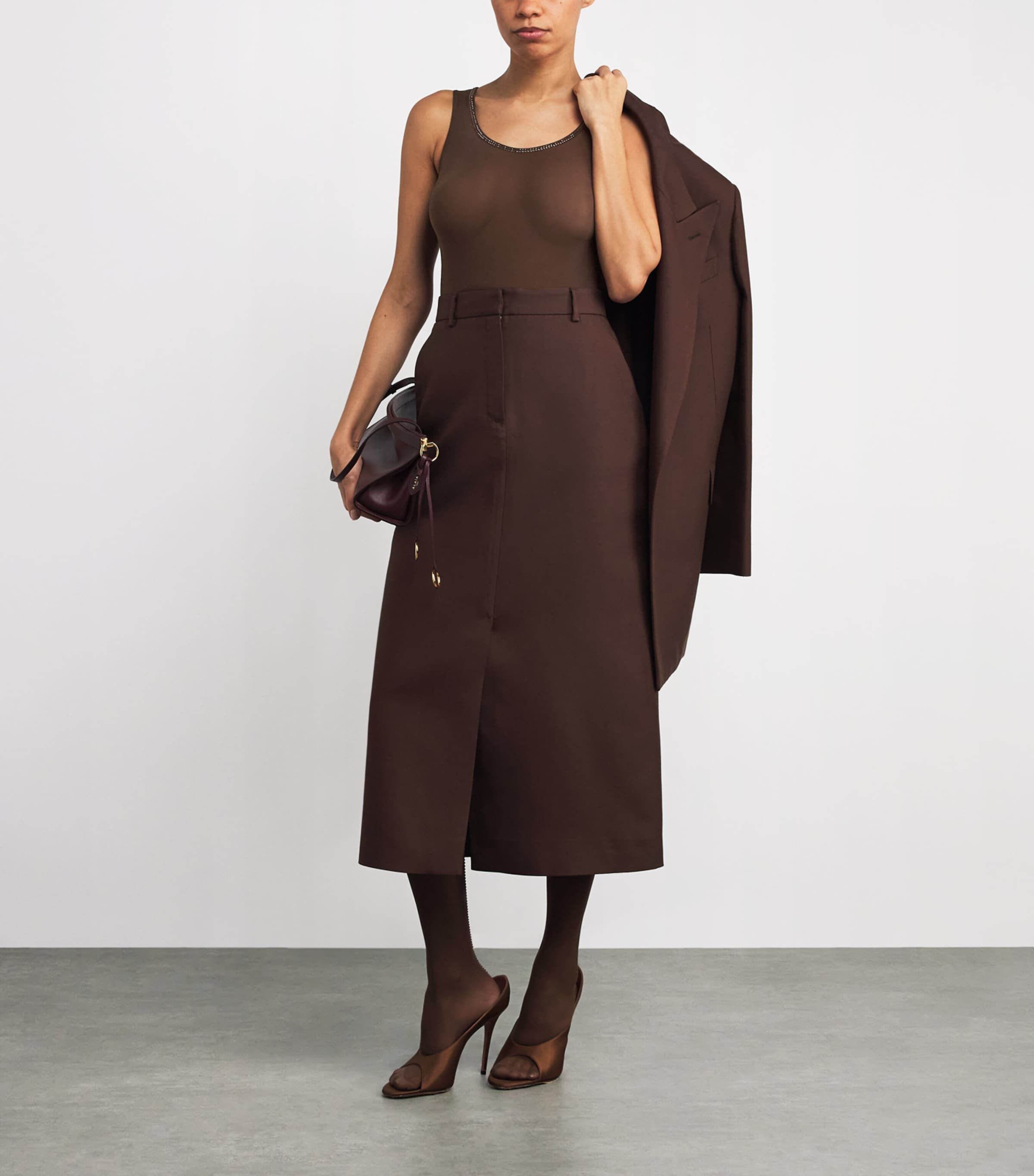 Crystal-Embellished String Bodysuit 8080 UMBER JET Image 4