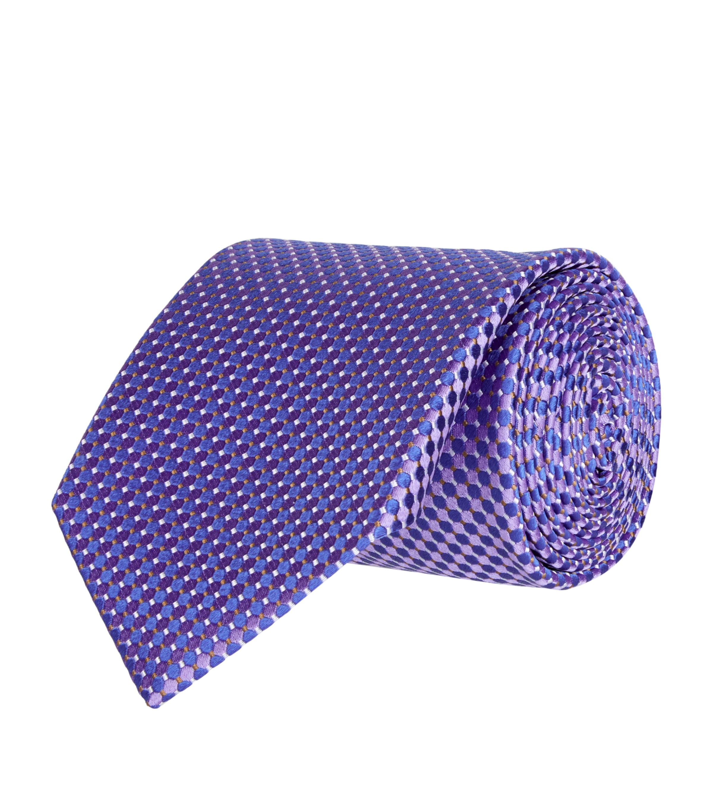 Eton Silk Geometric Tie In Blue