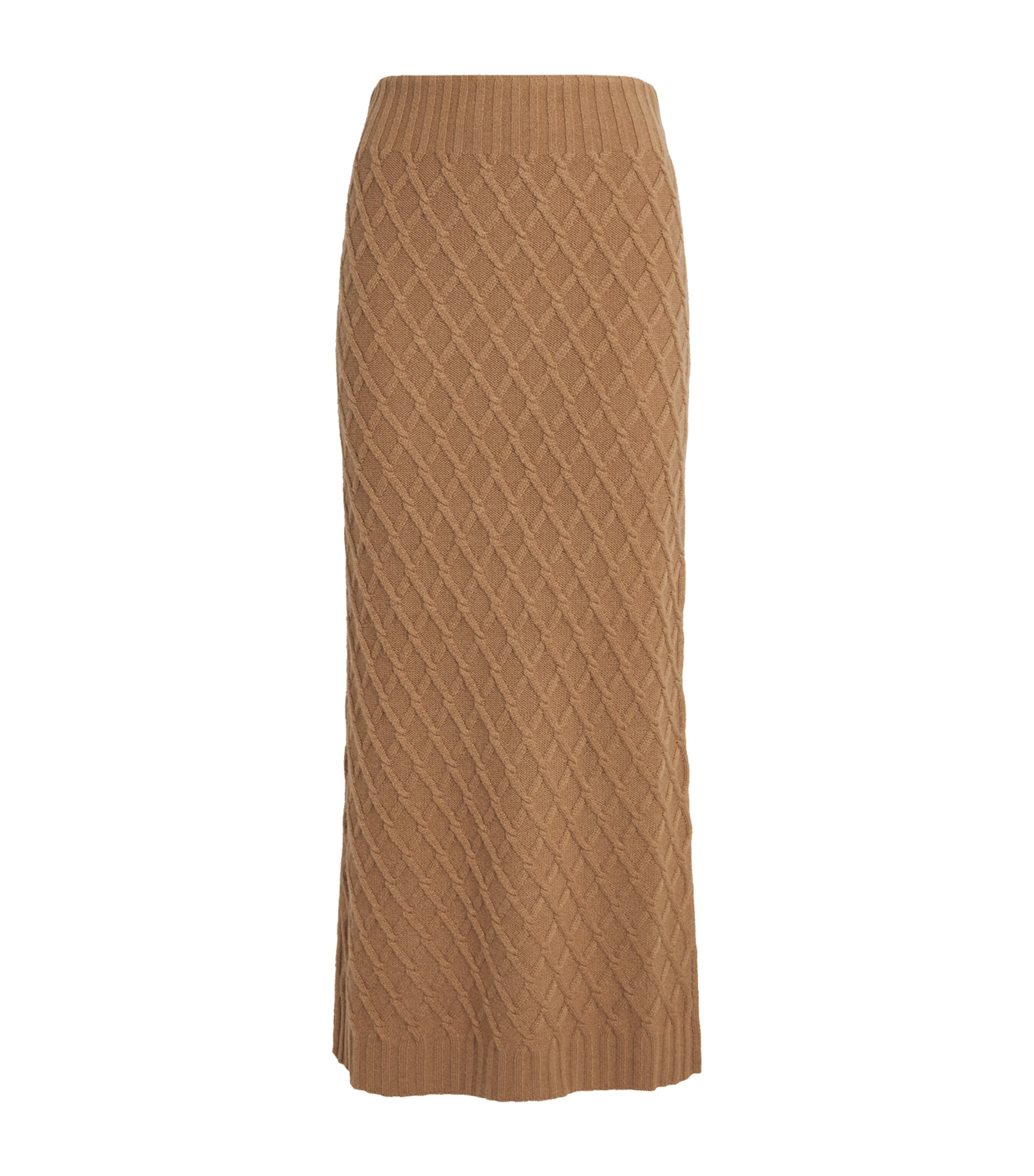 Max Mara Po Knitted Camel Hair Maxi Skirt In Brown