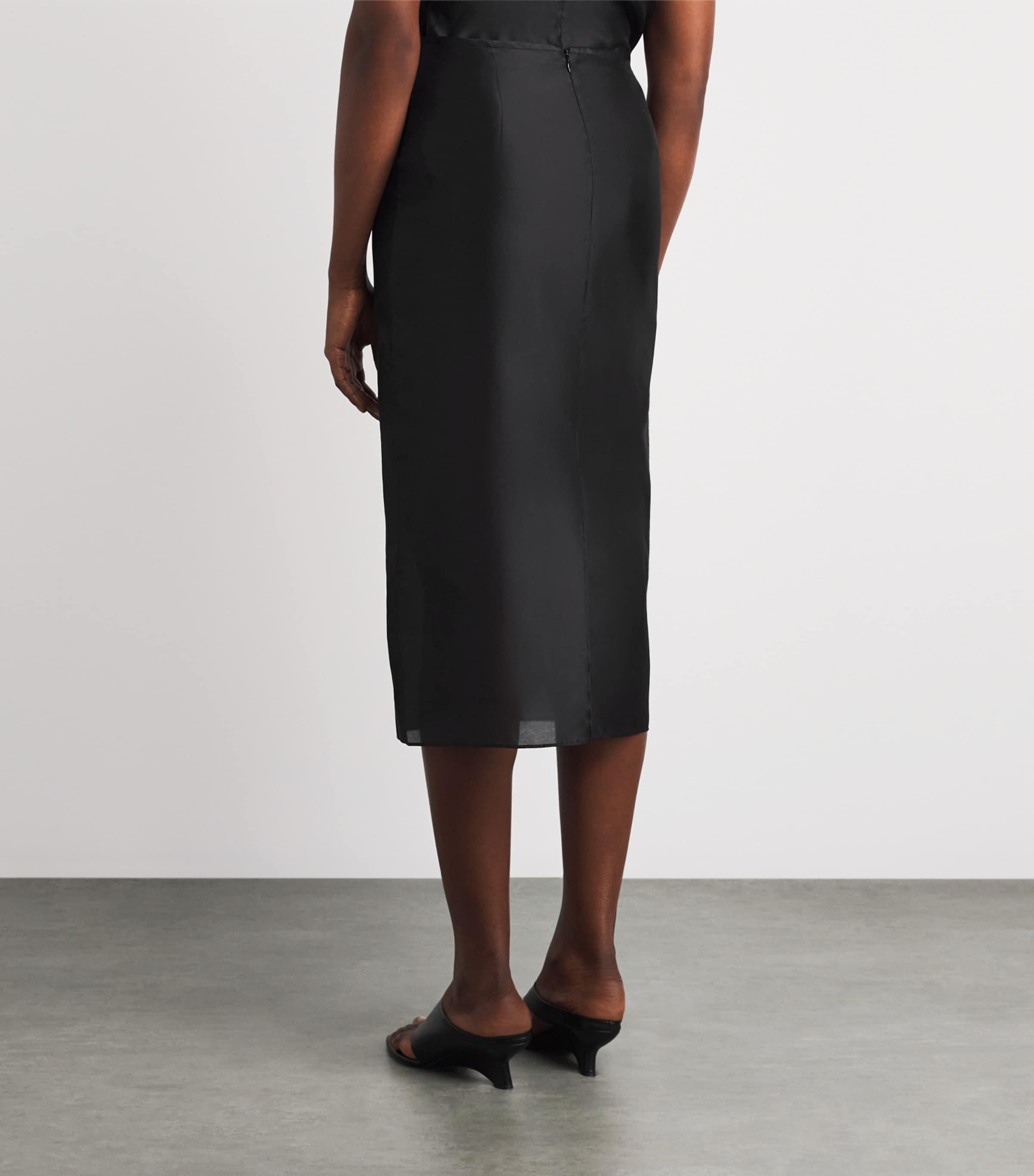 Almada Label Womens Silk-Blend Kiana Midi Skirt Black Image 5