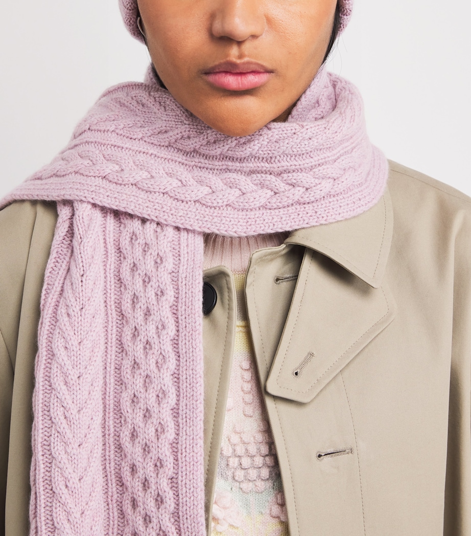 Johnstons Of Elgin Cashmere Aran Beanie and Scarf Gift Set Lunan Pink Image 4