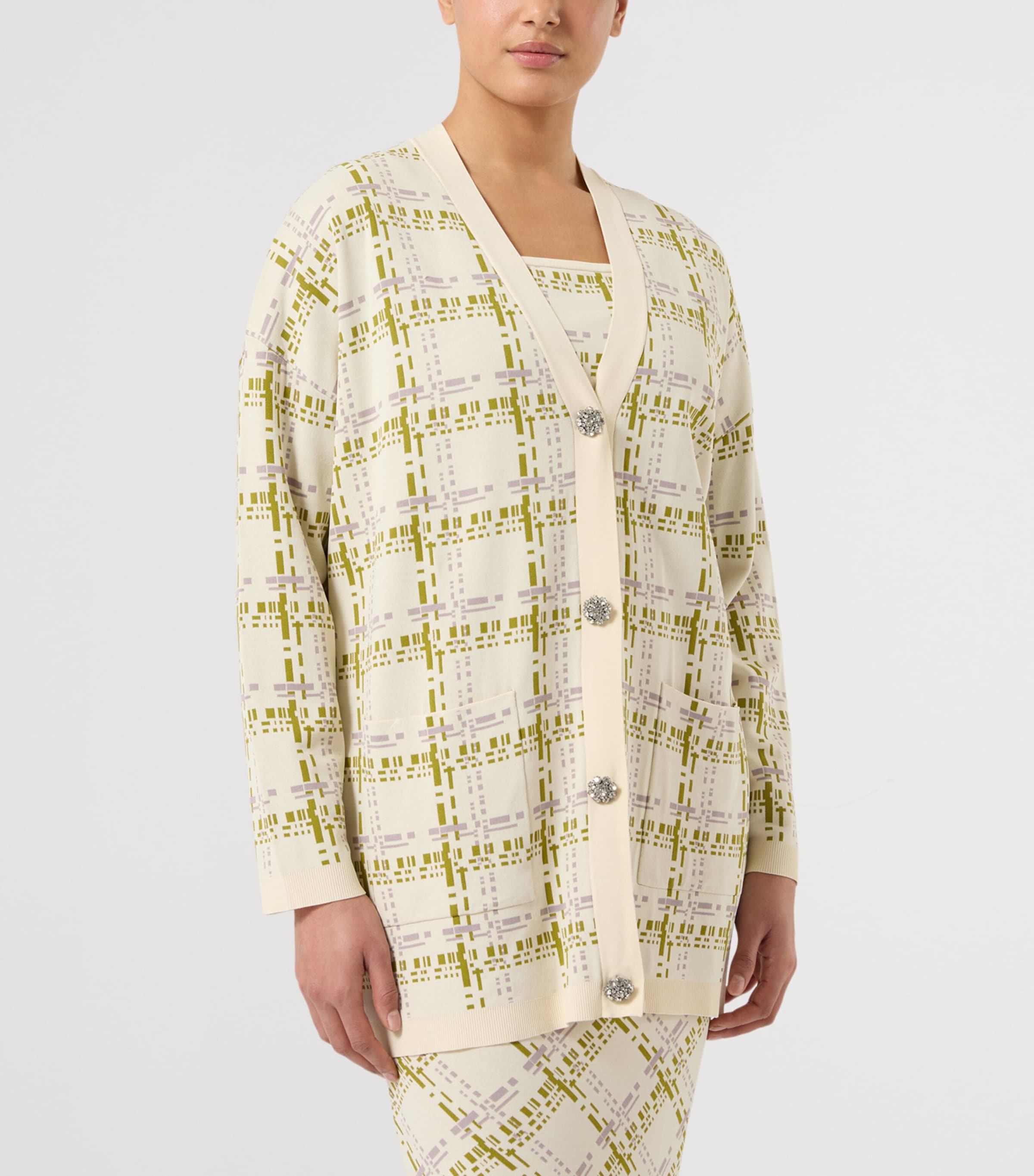 Marina Rinaldi Womens Jacquard Tank and Cardigan Set Ivory Image 5