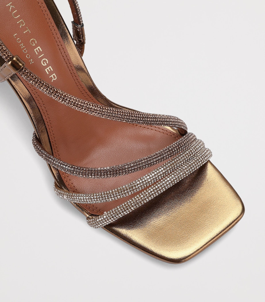 Kurt Geiger London Leather Embellished Annabel Heeled Sandals 90 Gold Comb Image 2