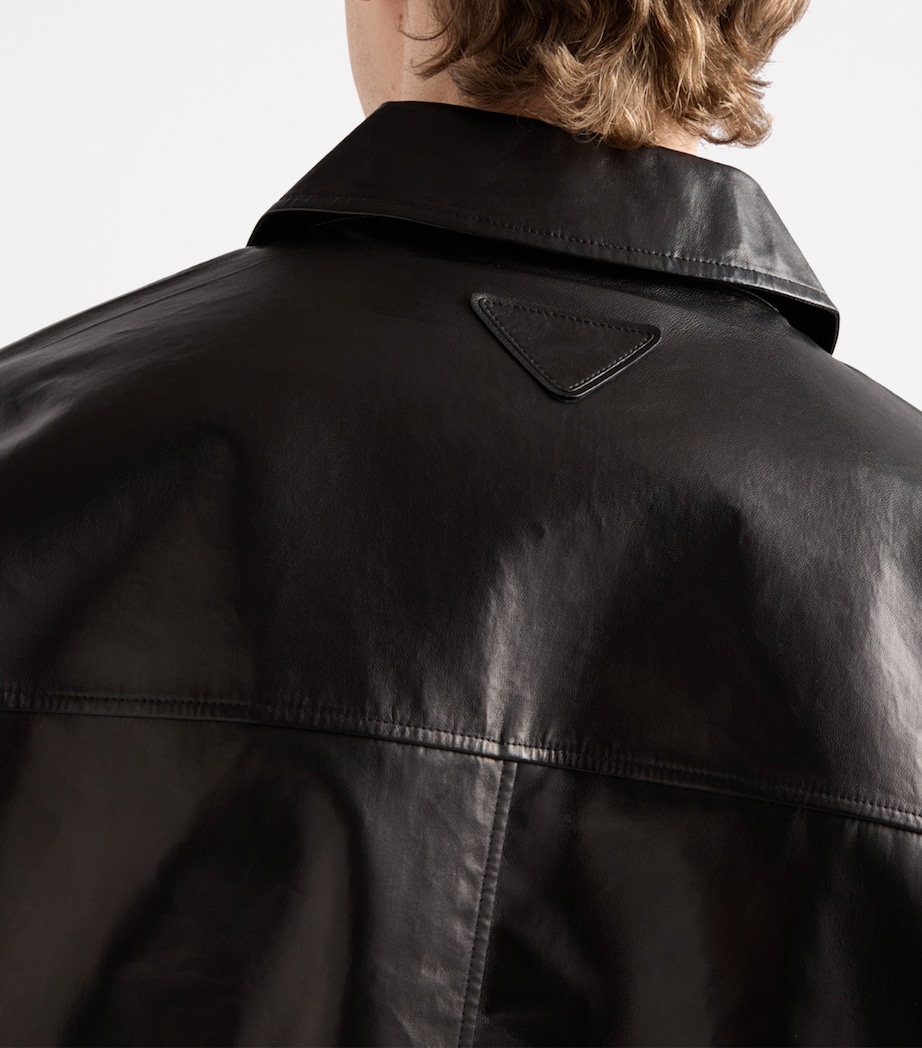Leather Bomber Jacket F049N Image 4