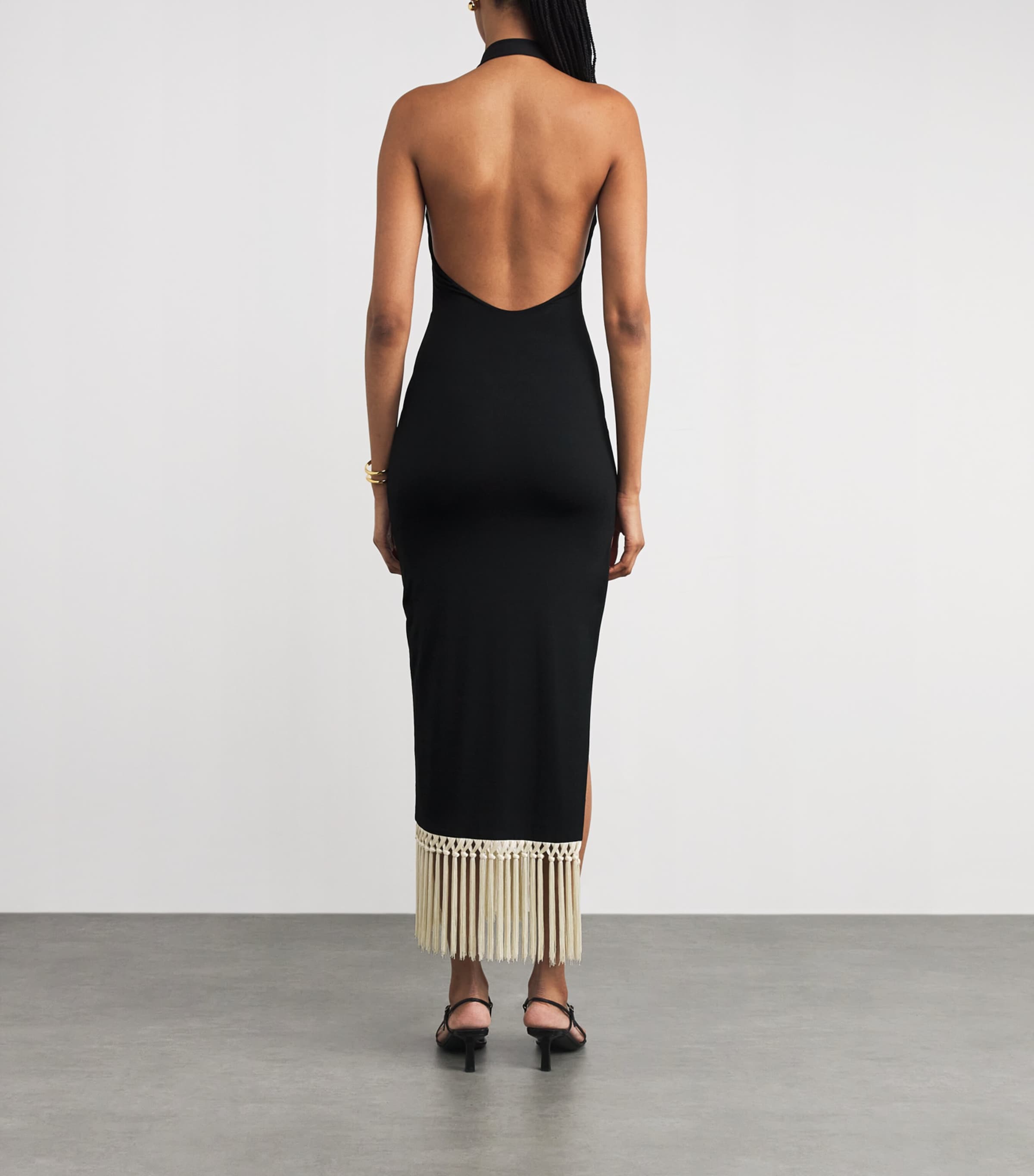 Fringe Tropicana Midi Dress BLACK-IVORY Image 3