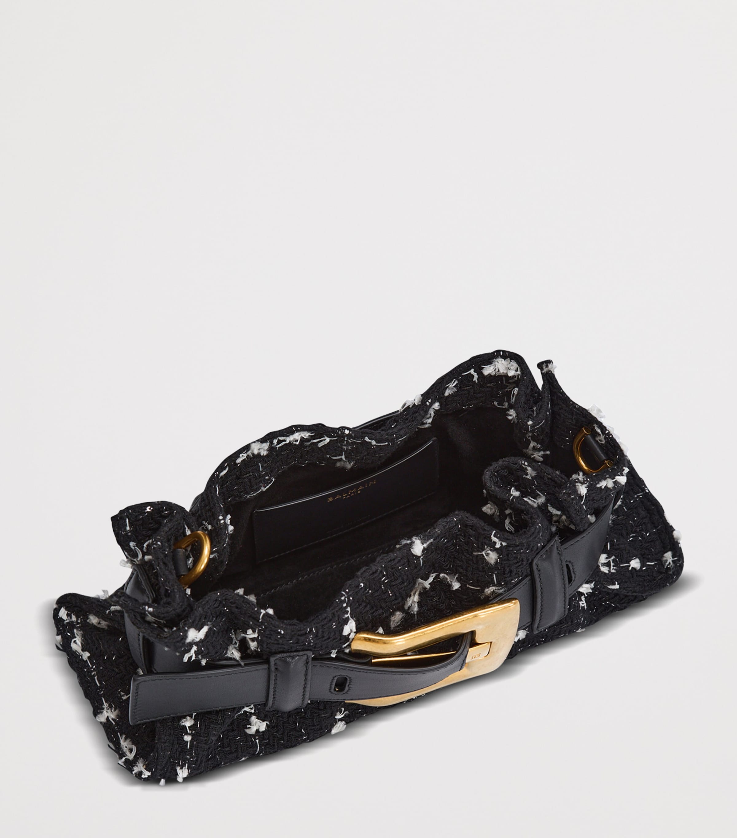 Balmain Mini Tweed Anthem Shoulder Bag Eab Noir/blanc Image 5