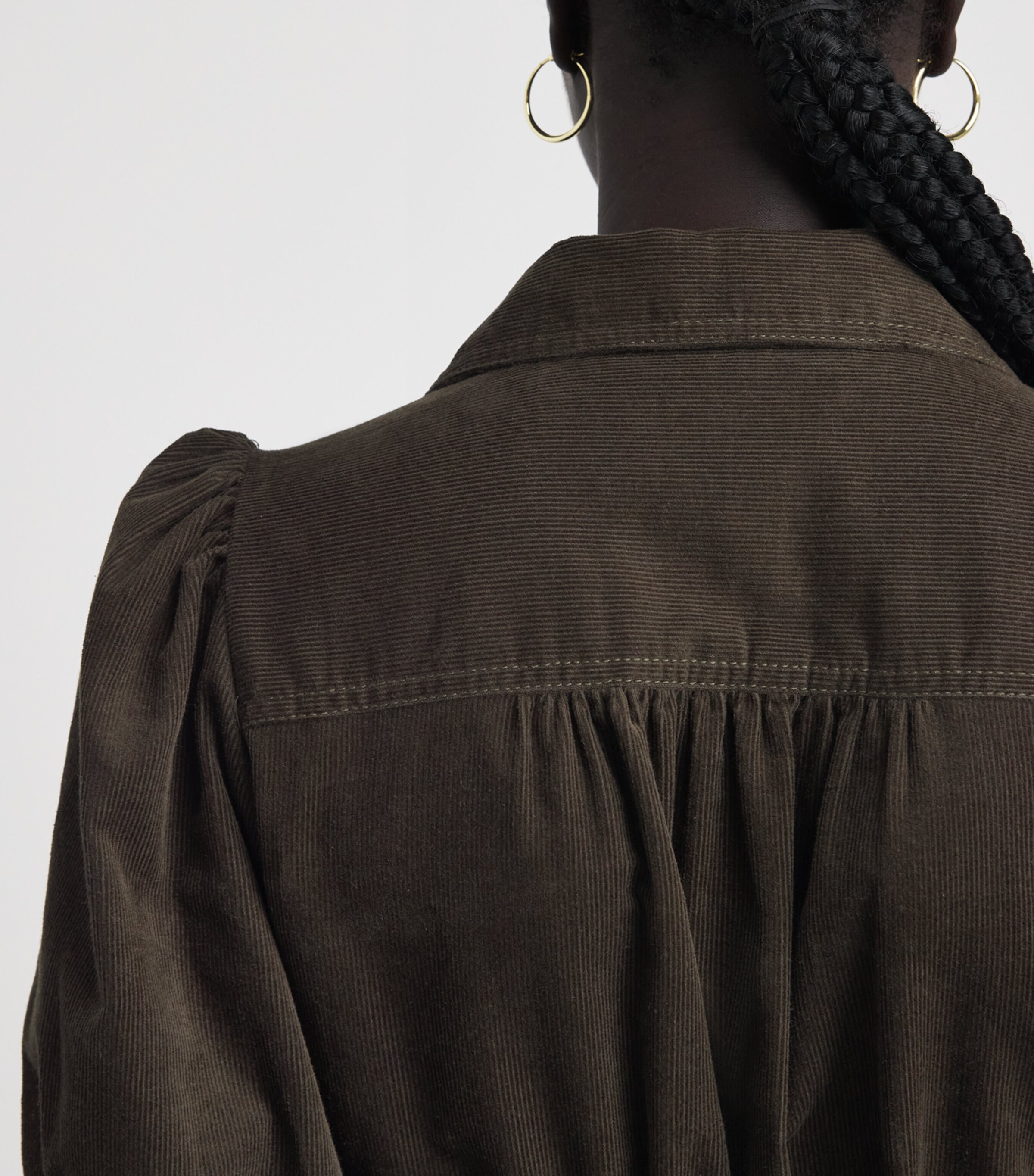 ME+EM Womens Cotton Corduroy Midi Shirt Dress Rich Olive Green Image 5