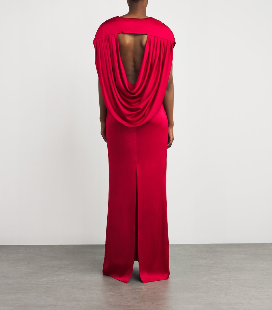 Satin V-Neck Gown 5001 RASPBERRY Image 3