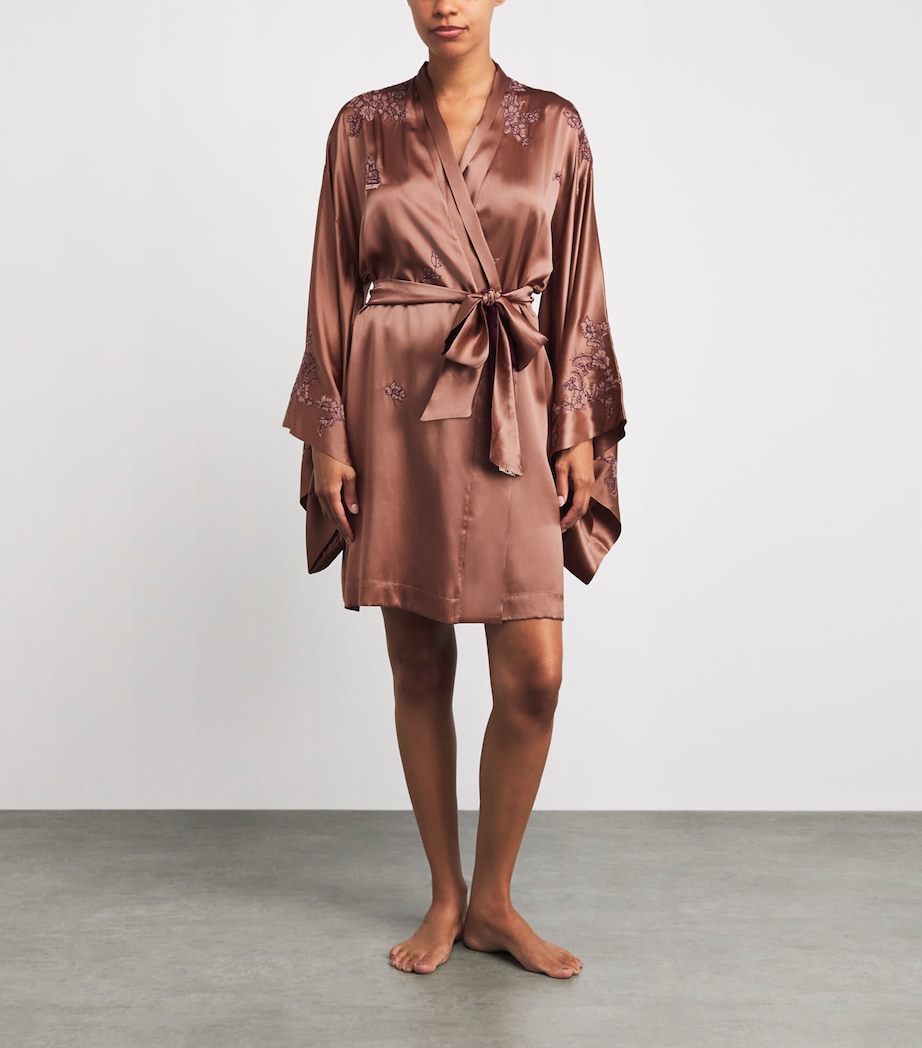 TORLOWEI Womens Silk Tokoni Short Kimono Mocha/raisin Image 4