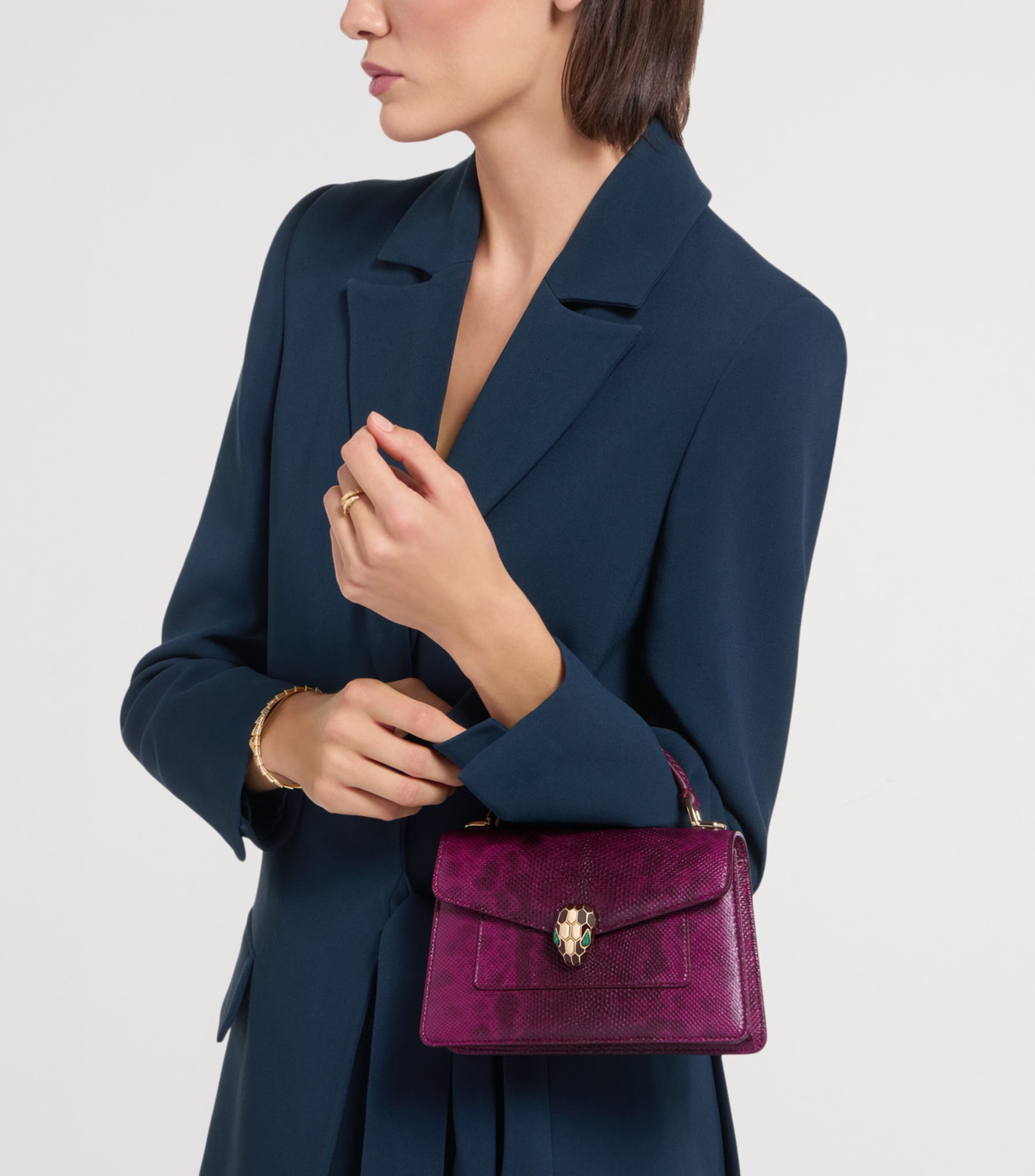 Bvlgari Karung Leather Serpenti Forever Top-Handle Bag Purple Image 3