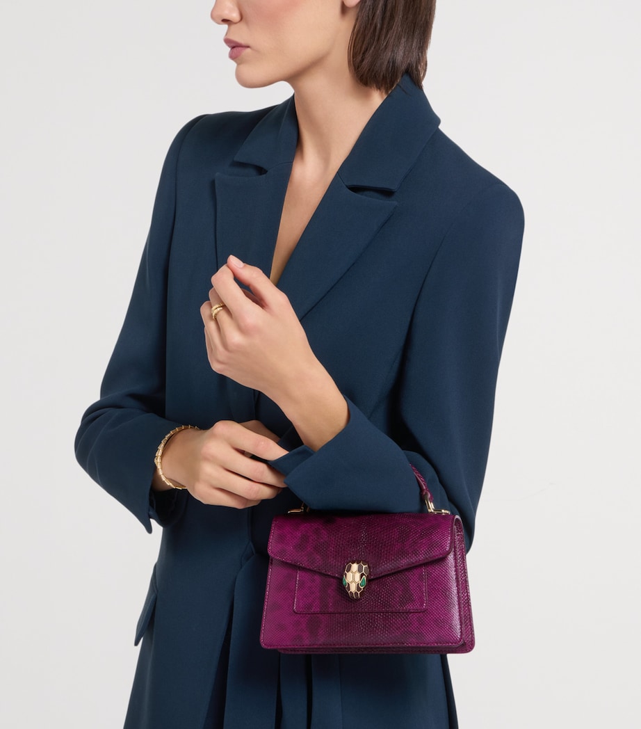 Bvlgari Karung Leather Serpenti Forever Top-Handle Bag Purple Image 3