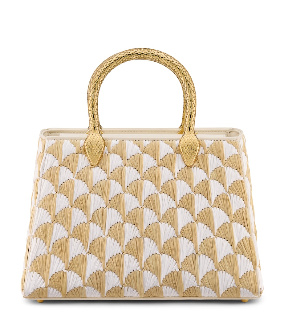Bvlgari Raffia Serpentine Duo Top-Handle Bag Beige Medium Image 1