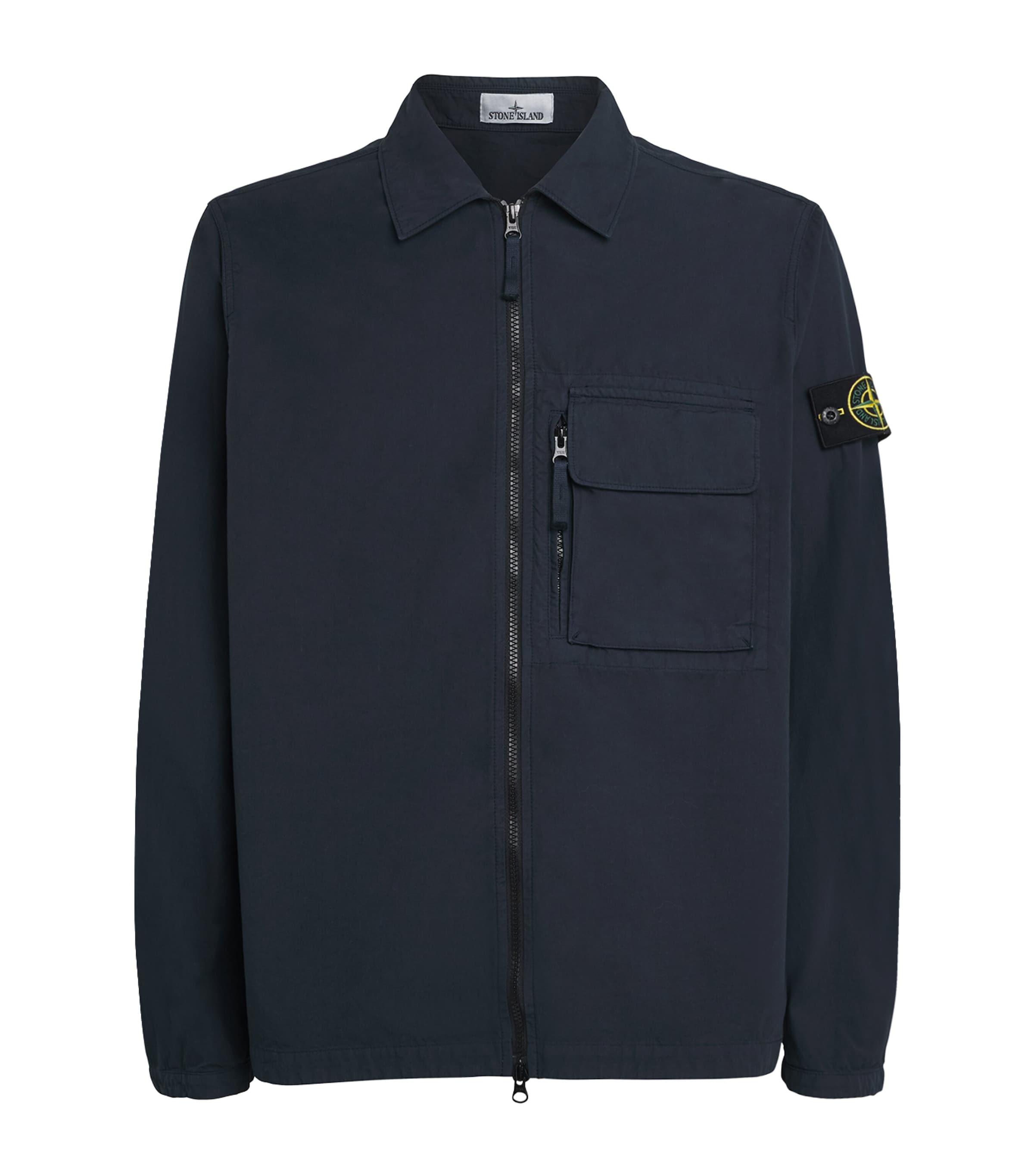 Stone Island Cotton 2-way Zip Overshirt In Blue