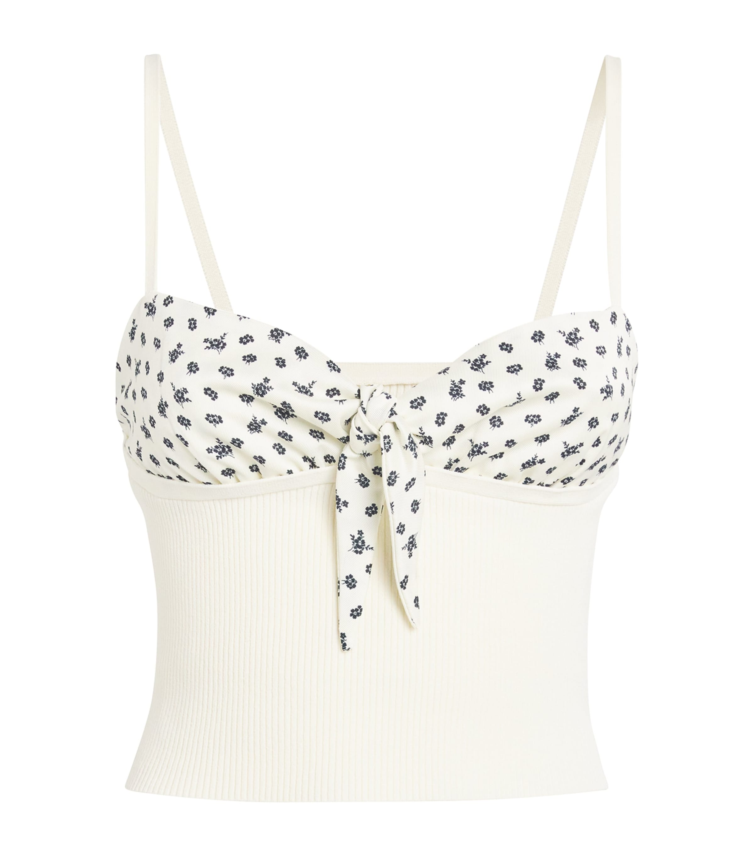 Claudie Pierlot Floral-panel Crop Top In Neutral
