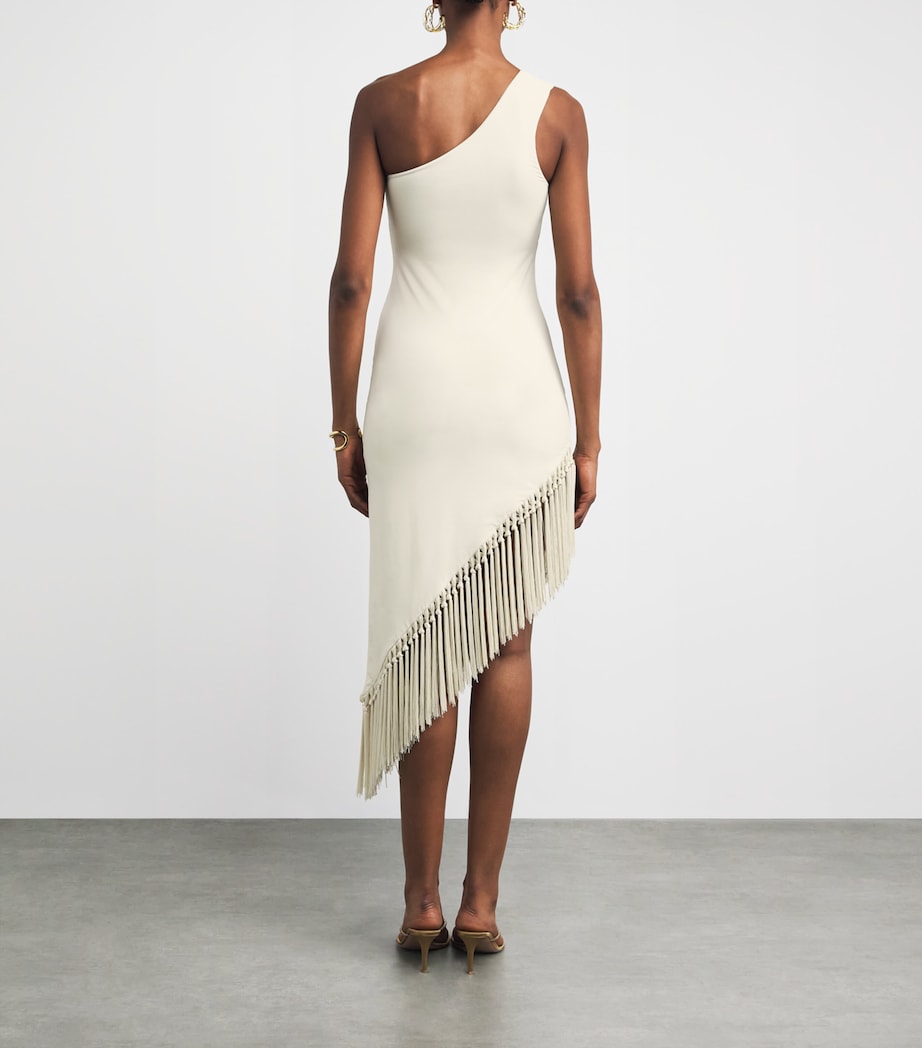 Taller Marmo Womens Fringed Yacare Mini Dress Ivory Image 4