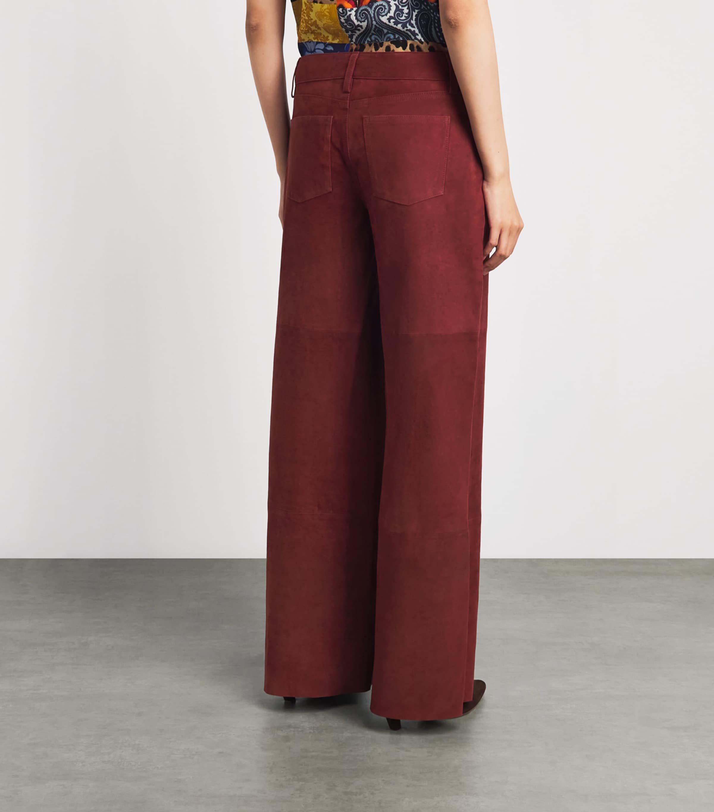 Alice+Olivia Womens Wide Amazing Suede Trousers Cognac Image 5