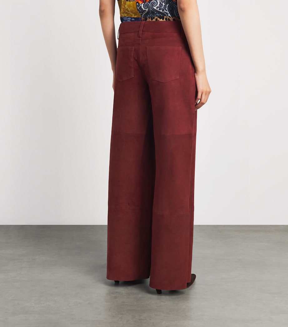 Alice+Olivia Womens Wide Amazing Suede Trousers Cognac Image 5
