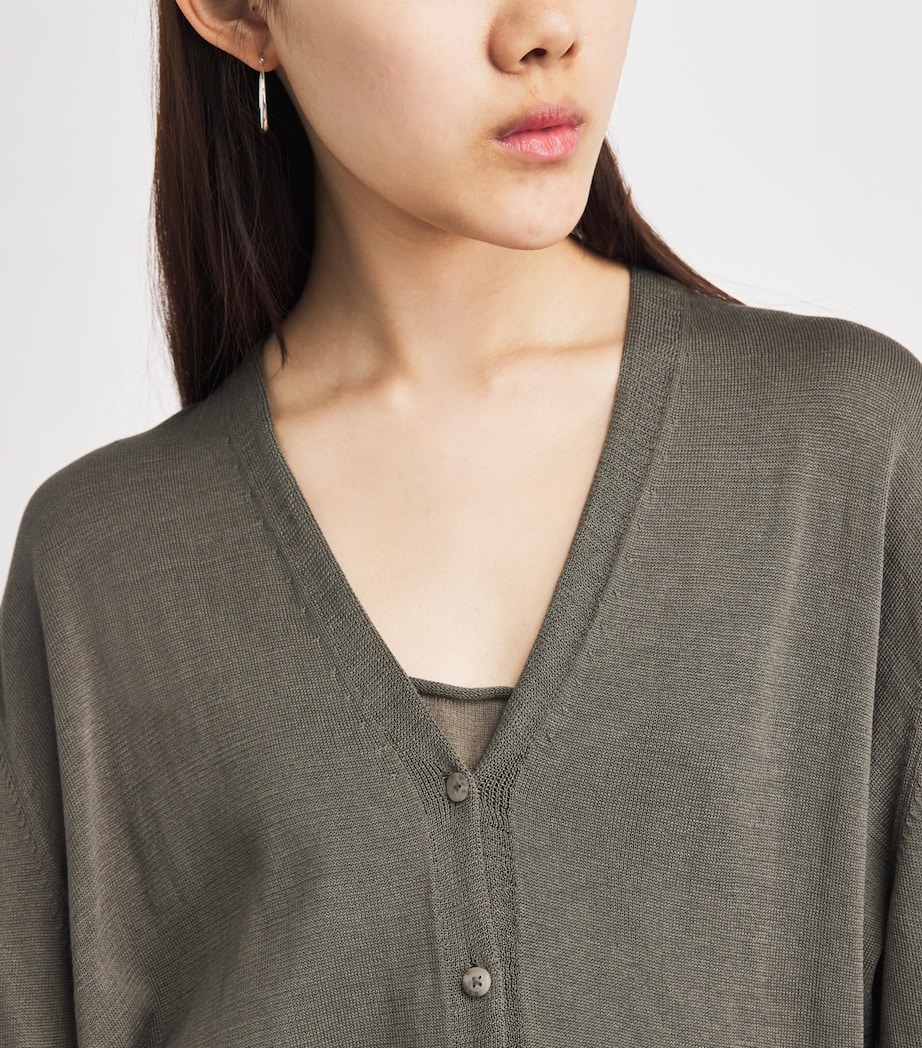 Lauren Manoogian Womens Pima Cotton Veil Cardigan Rock Image 3
