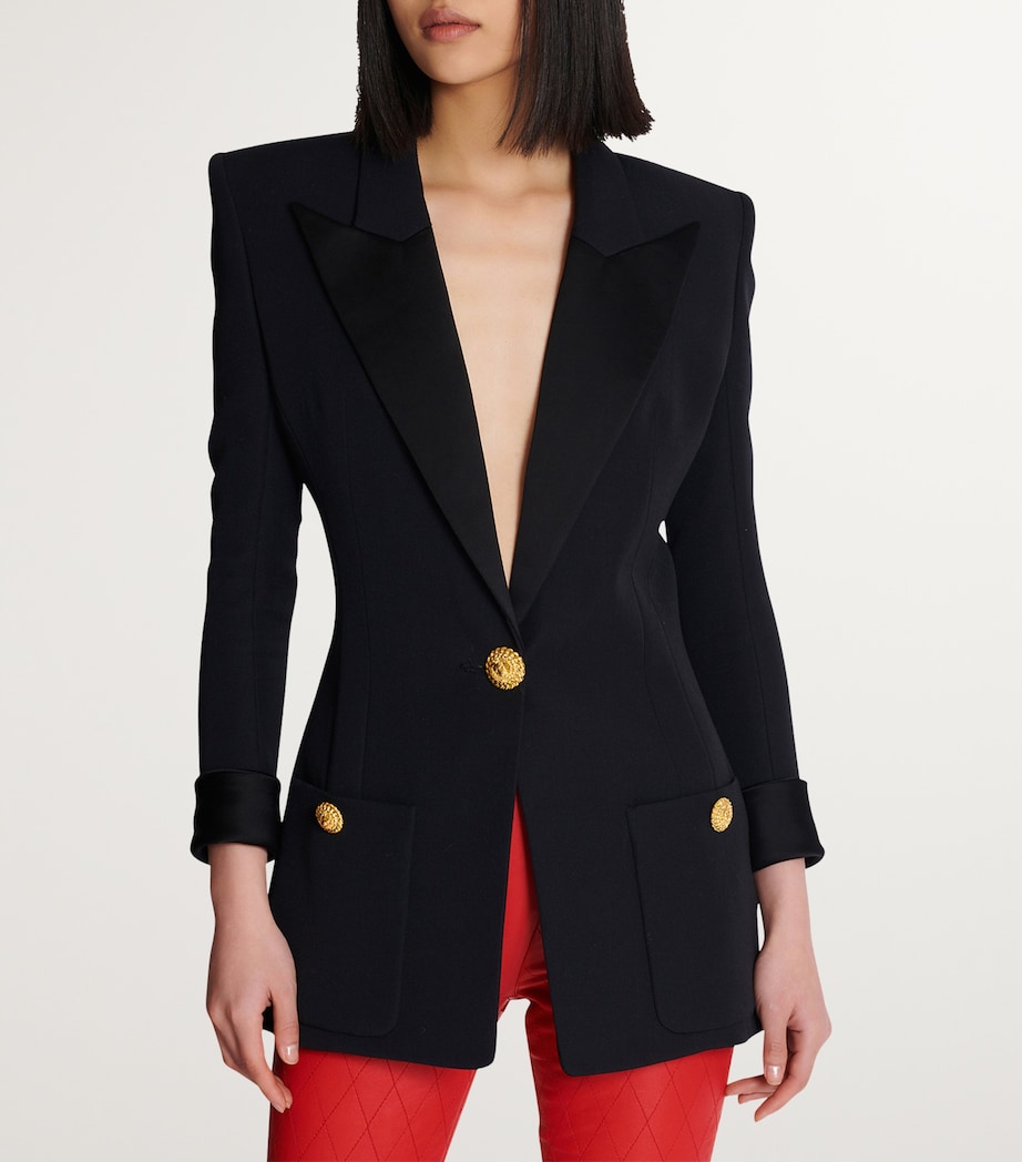 Wool Satin-Lapel Blazer EAP NOIR/NOIR Image 5