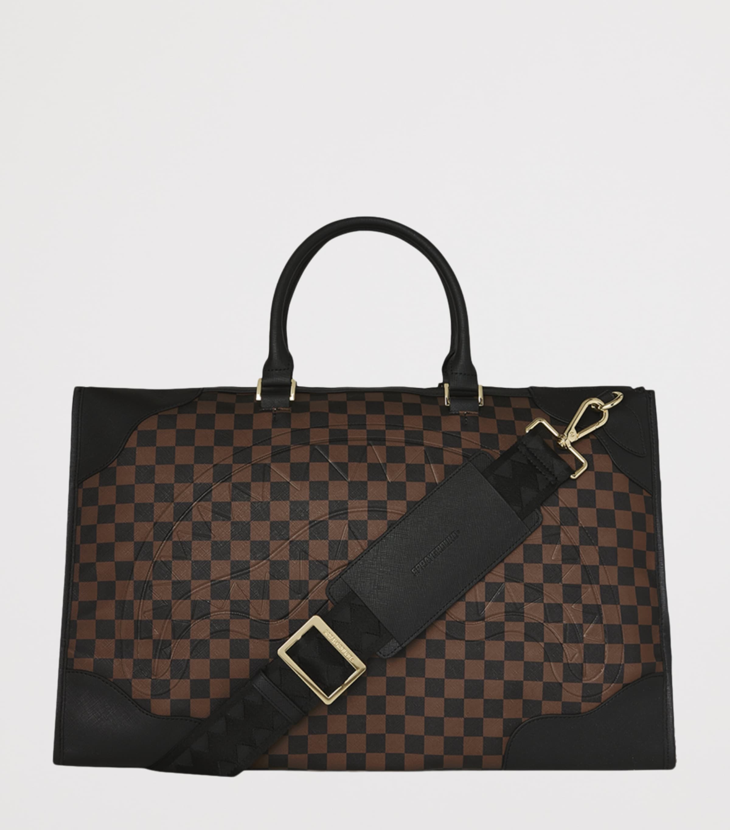 Sprayground Katana Check Boss Pyramid Duffle Bag Red Redemption Image 3