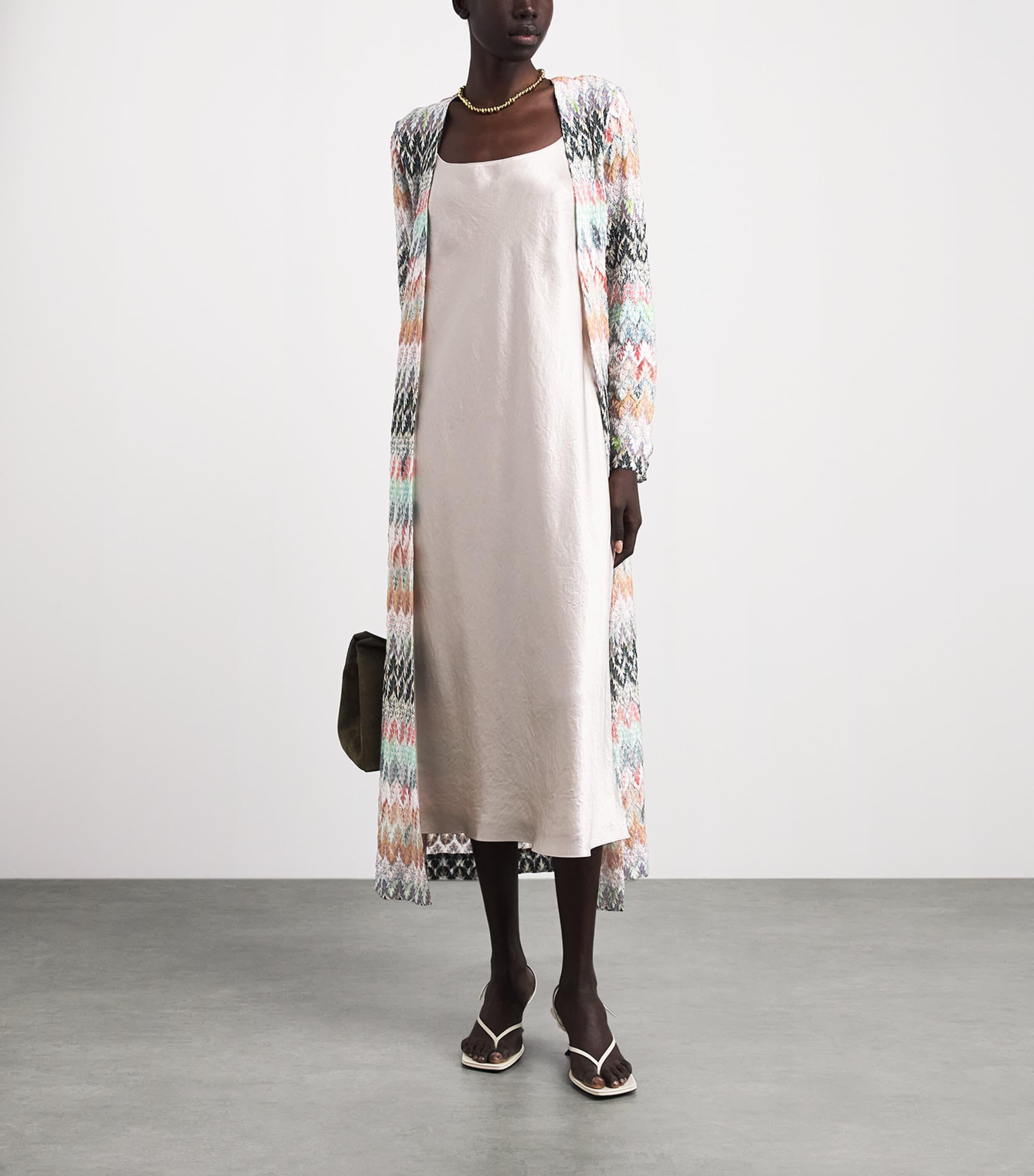 Missoni Womens Lurex Zigzag Long Cardigan Wht/pink/blue Image 2