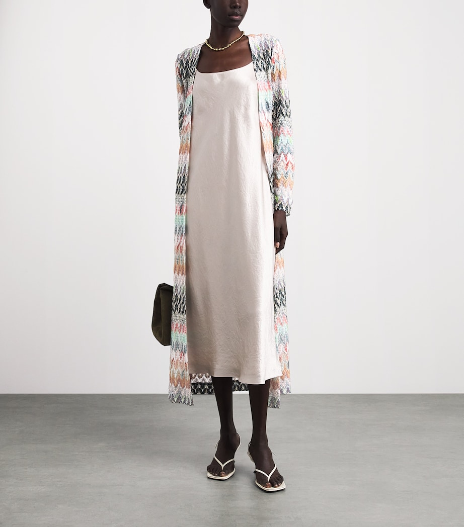 Missoni Womens Lurex Zigzag Long Cardigan Wht/pink/blue Image 2