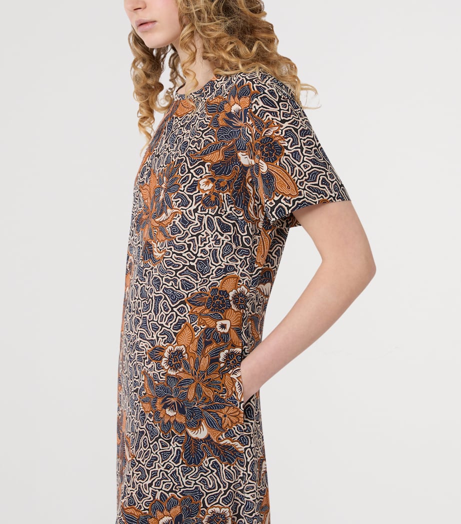 Weekend Max Mara Womens Silk Floral Print Midi Dress Navy Image 4