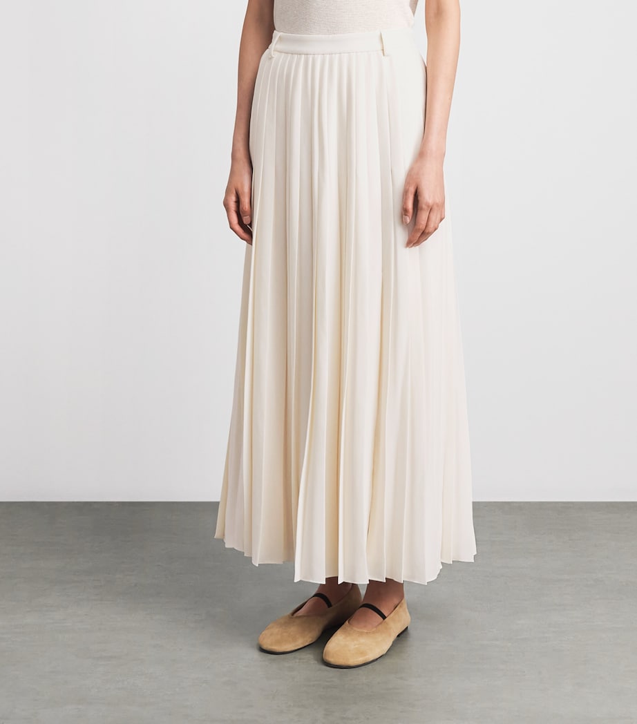 ME+EM Womens Crepe Slit Pleated Maxi Skirt Cream Image 4