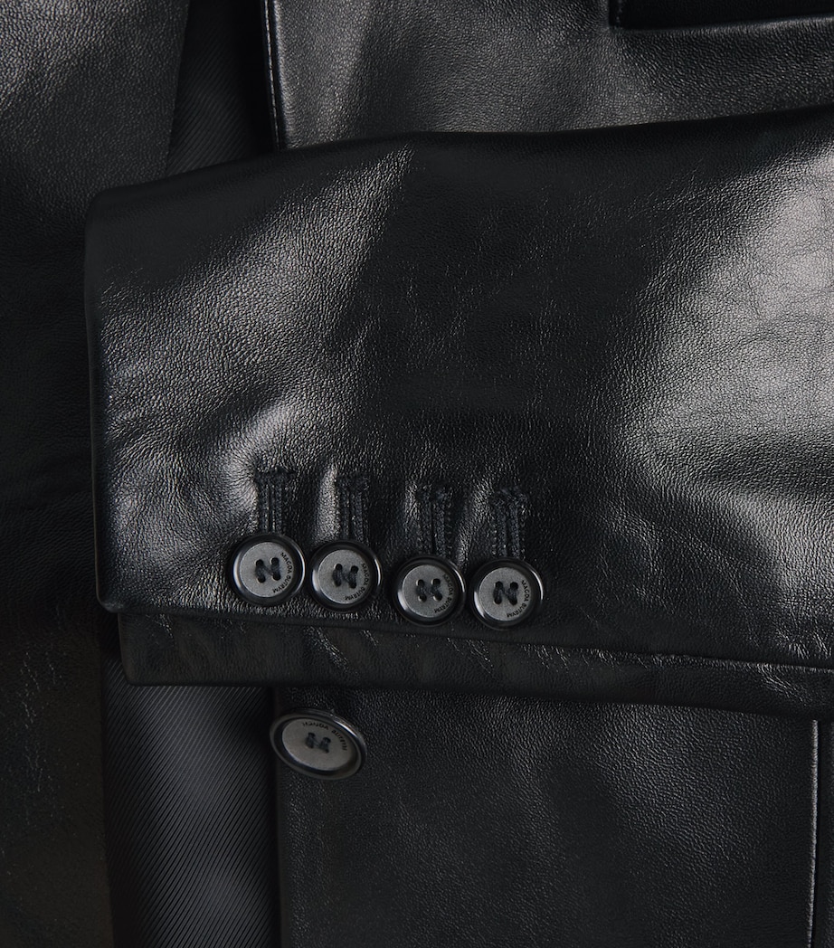 Leather Fitted Blazer BLACK Image 5