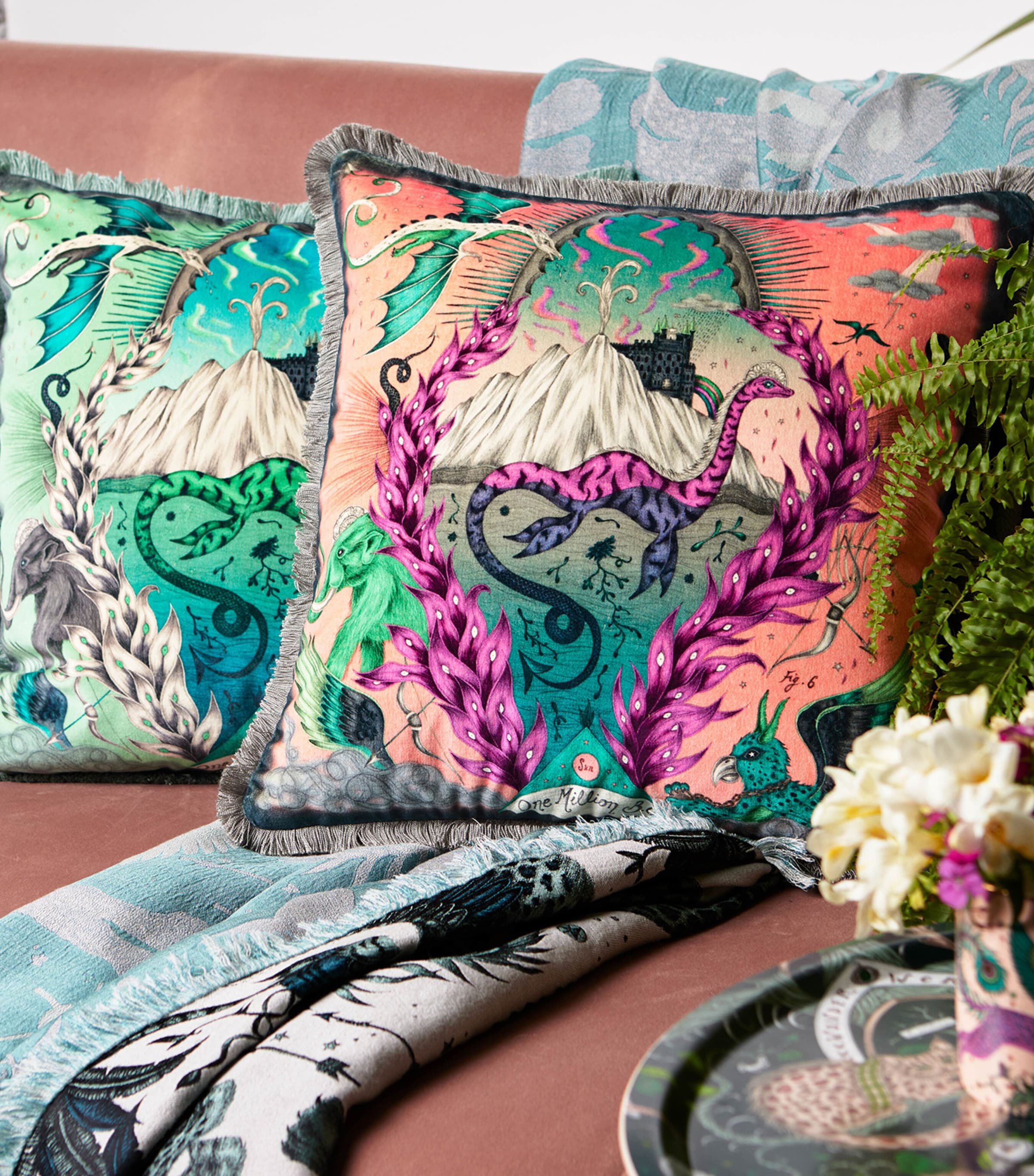 Emma J Shipley Velvet Highlandia Cushion (46cm x 46cm) Harrods UK