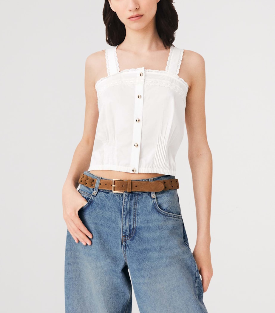 Maje Womens Cotton Tank Top White Image 5