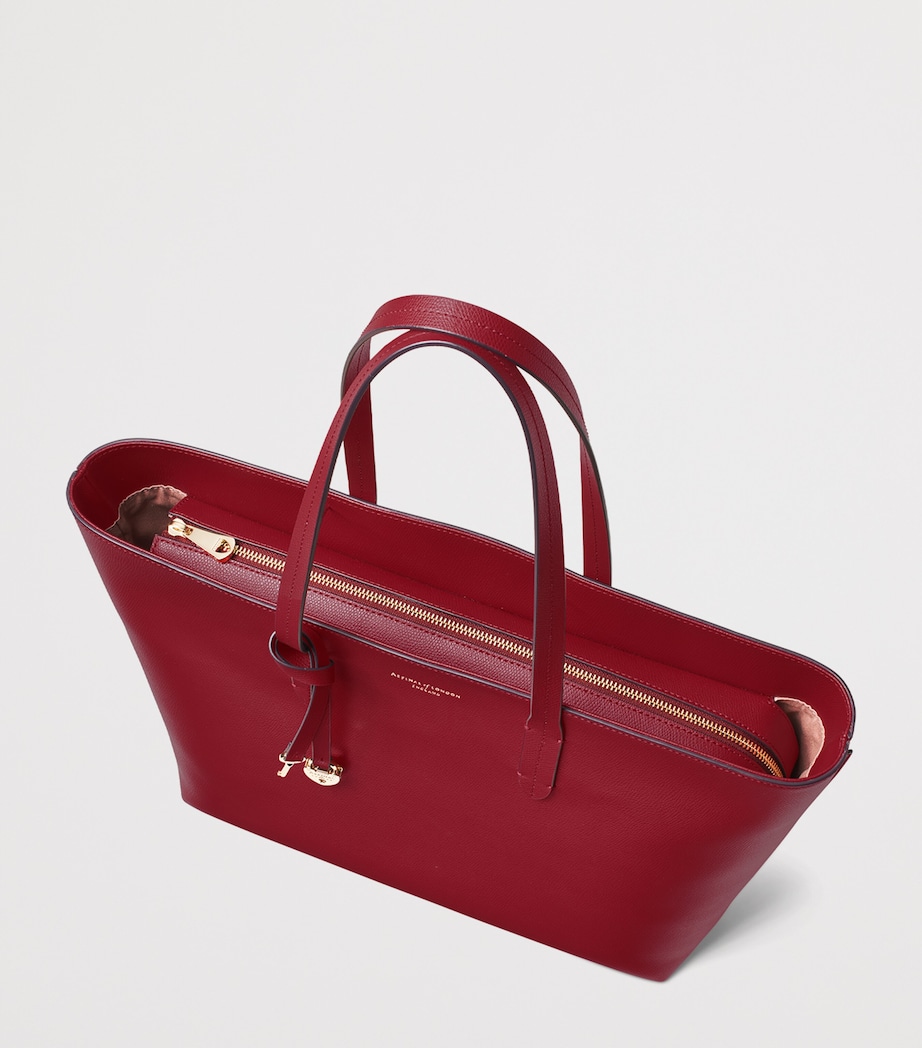 Aspinal Of London Leather East West Tote Bag Cherry Image 5
