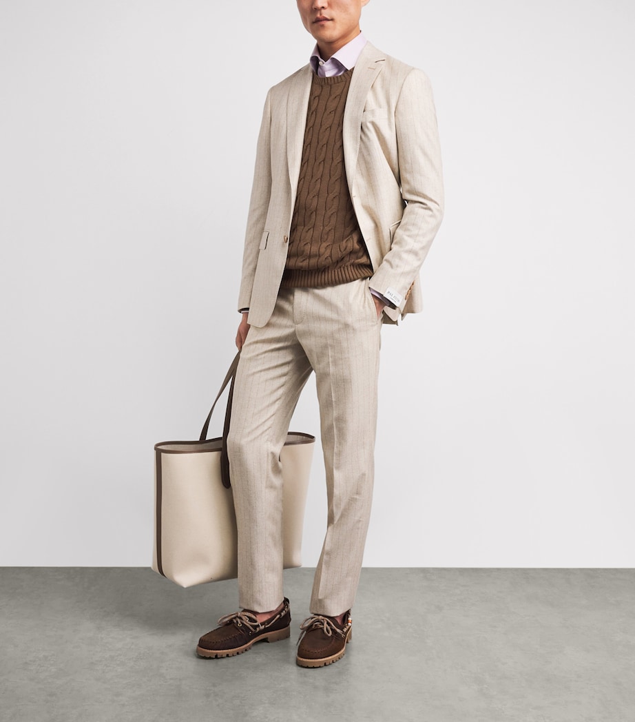 Ralph Lauren Purple Label Mens x Wimbledon Cashmere Cable-Knit Sweater Soft Mocha Image 2