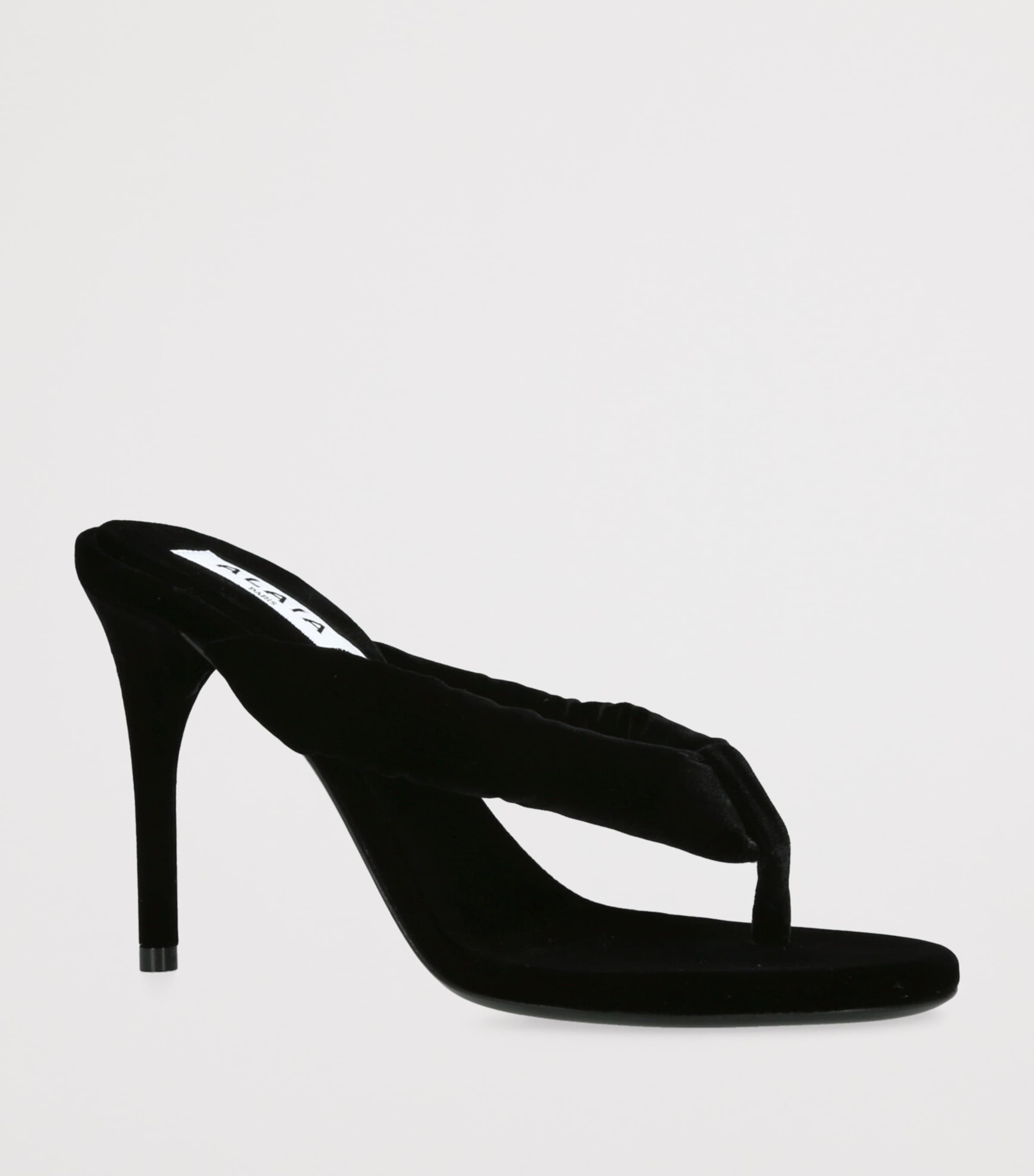 Velvet Thong Sandals 90 BLACK Image 3