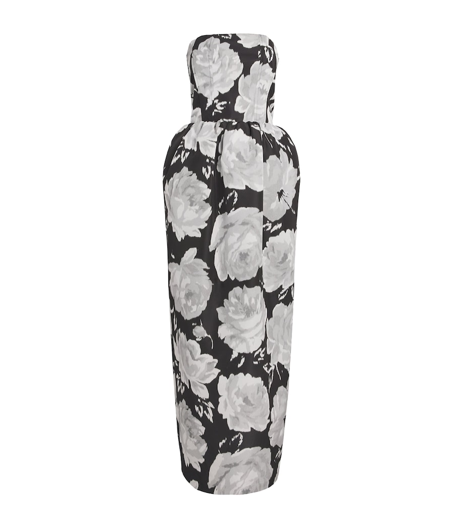 Patou Womens Floral Bustier Strapless Gown Night Garden Image 1