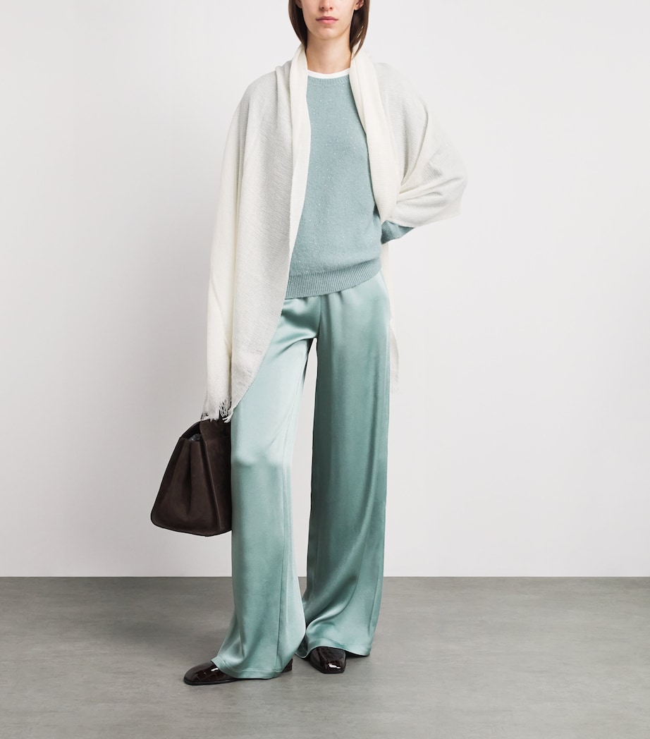 Fabiana Filippi Womens Satin Beaded Trousers Verde Image 2