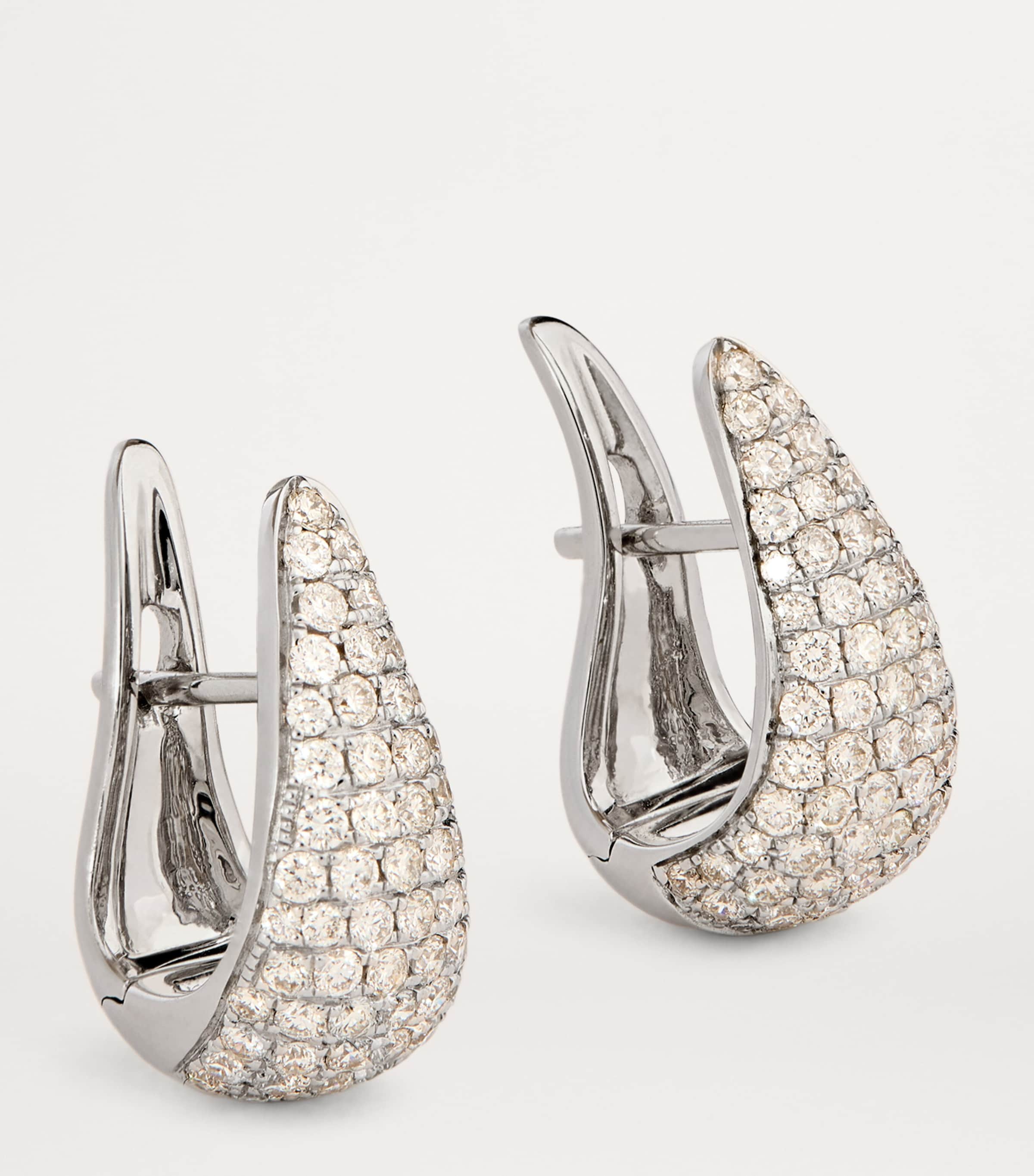 Small White Gold and Diamond Claw Earrings WHITE GOLD Image 3