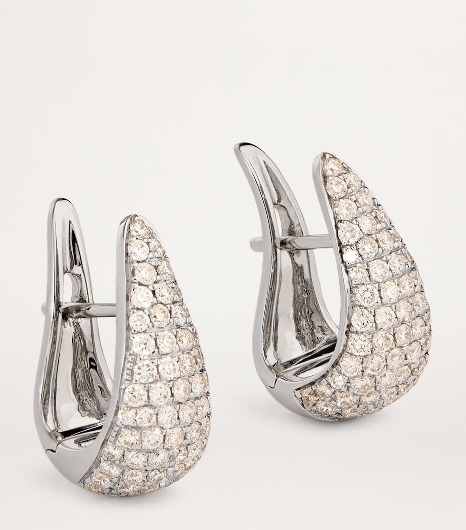 Small White Gold and Diamond Claw Earrings WHITE GOLD Image 3