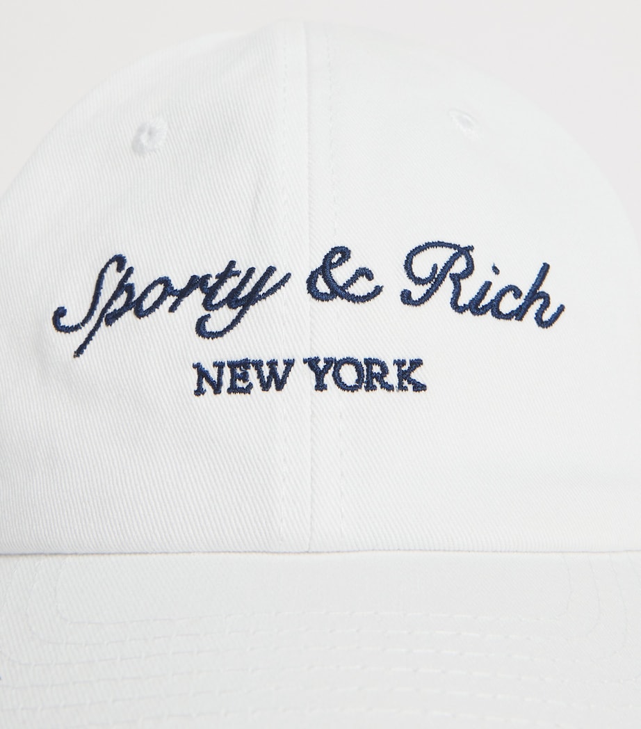 Sporty & Rich Cotton Syracuse Baseball Cap White Dark Navy Image 4