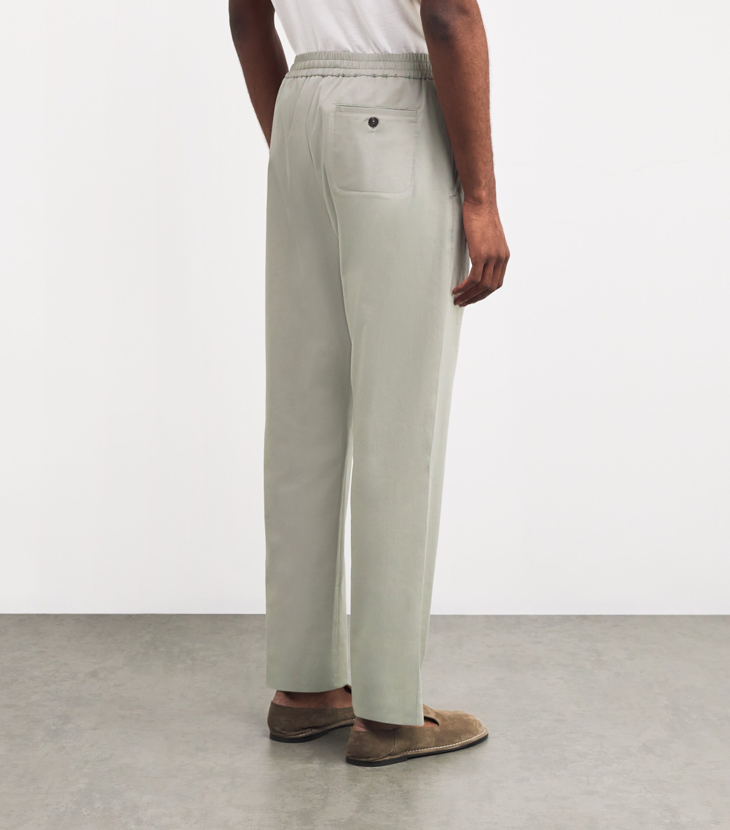 Cotton-Stretch Drawstring Trousers E36 SAGE Image 4