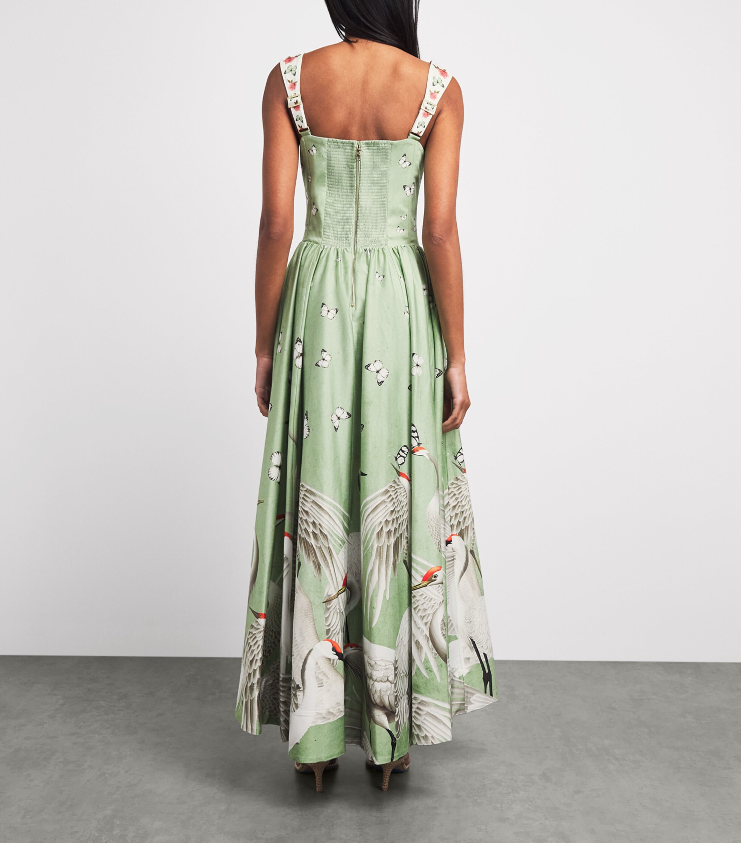 Alice+Olivia Womens Butterfly Guinevere Maxi Dress Drift Light Sage Image 4