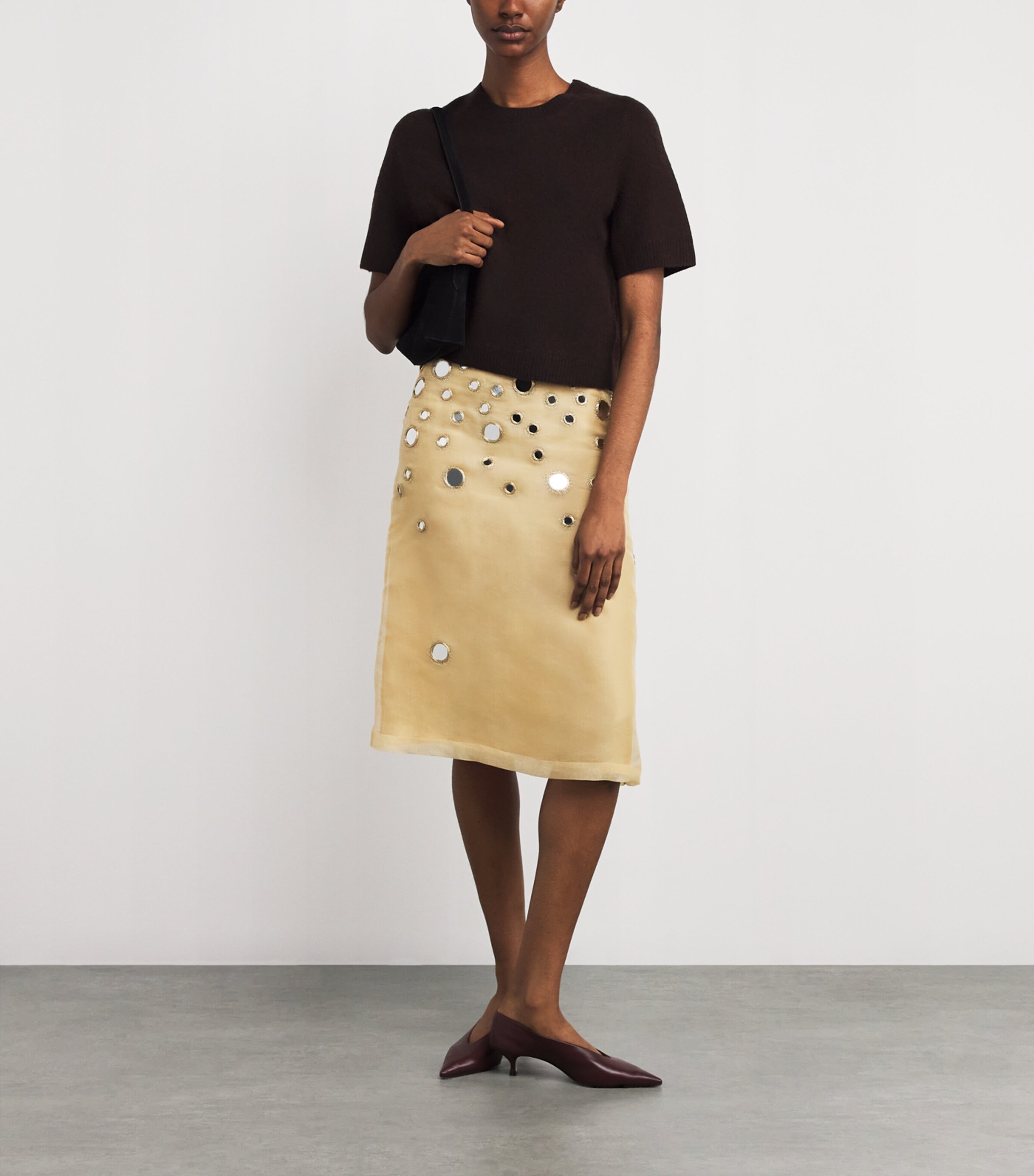 ME+EM Womens Felted Merino Wool T-Shirt Chocolate M Lange Image 2