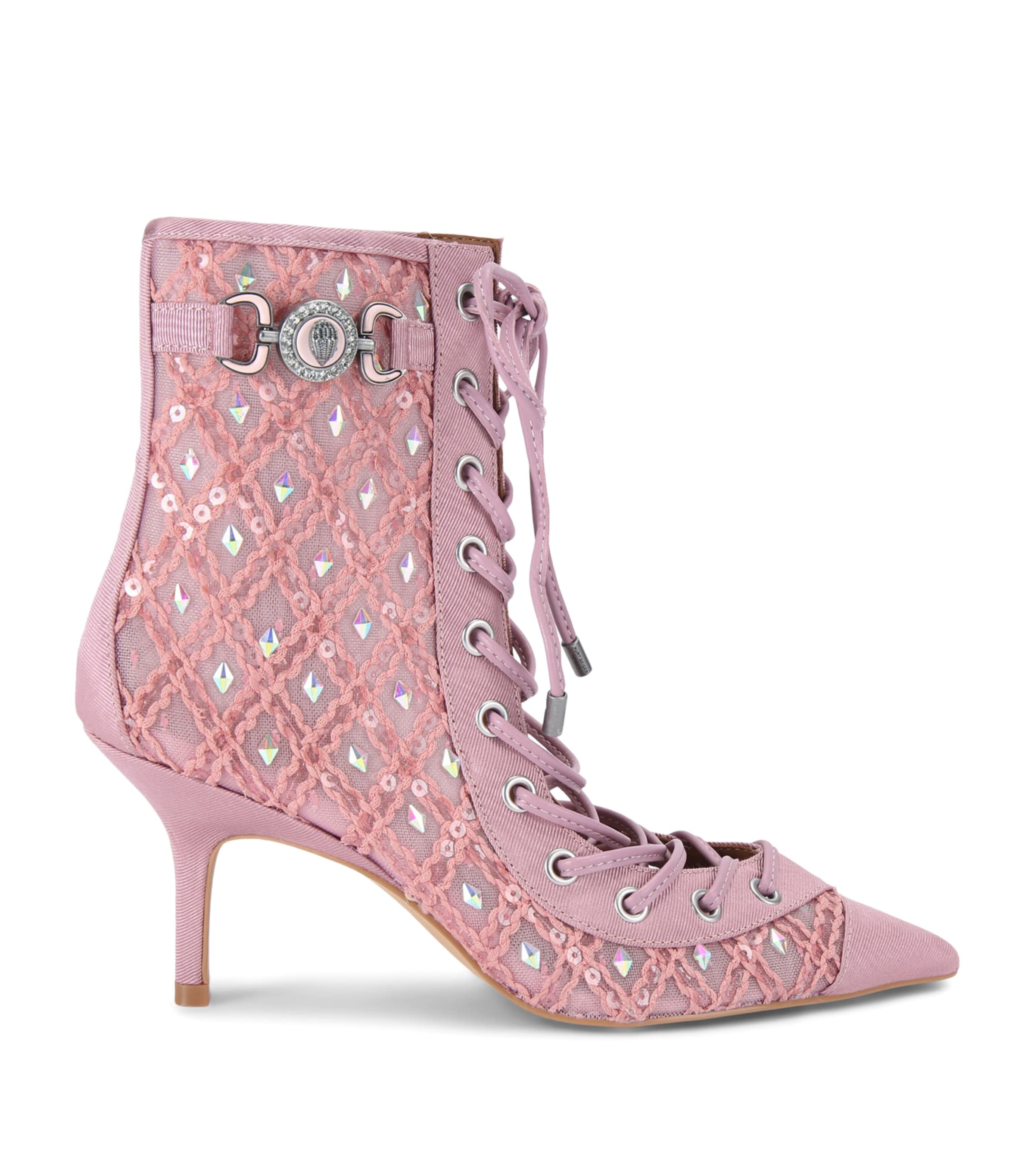 Kurt Geiger Embellished Mansion Corset Ankle Boots In Pink