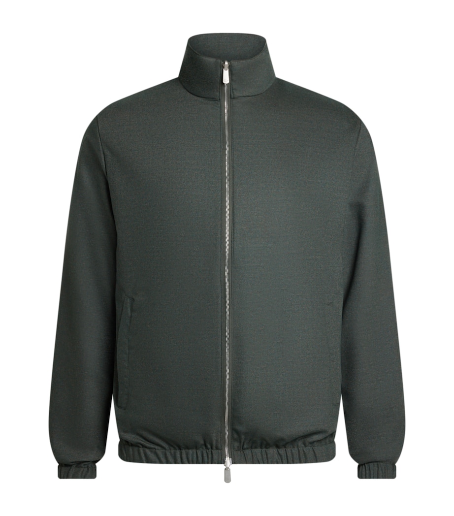 Marco Pescarolo Mens Wool-Cashmere Reversible Bomber Jacket Green Image 3