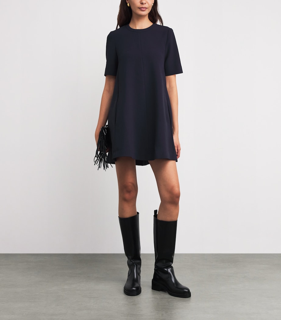 Crepe Trapeze Mini Dress NAVY Image 2