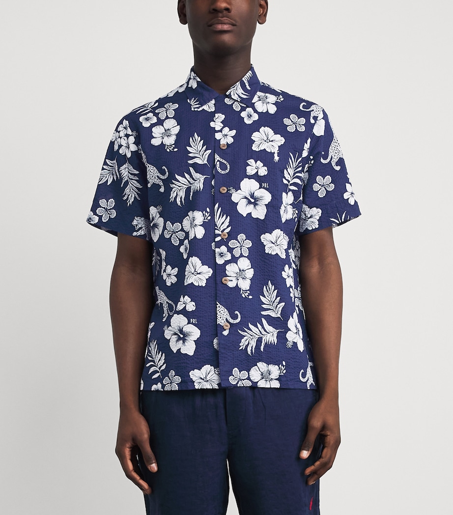 Polo Ralph Lauren Mens Cotton Seersucker Printed Shirt Jaguar Tropical Image 4